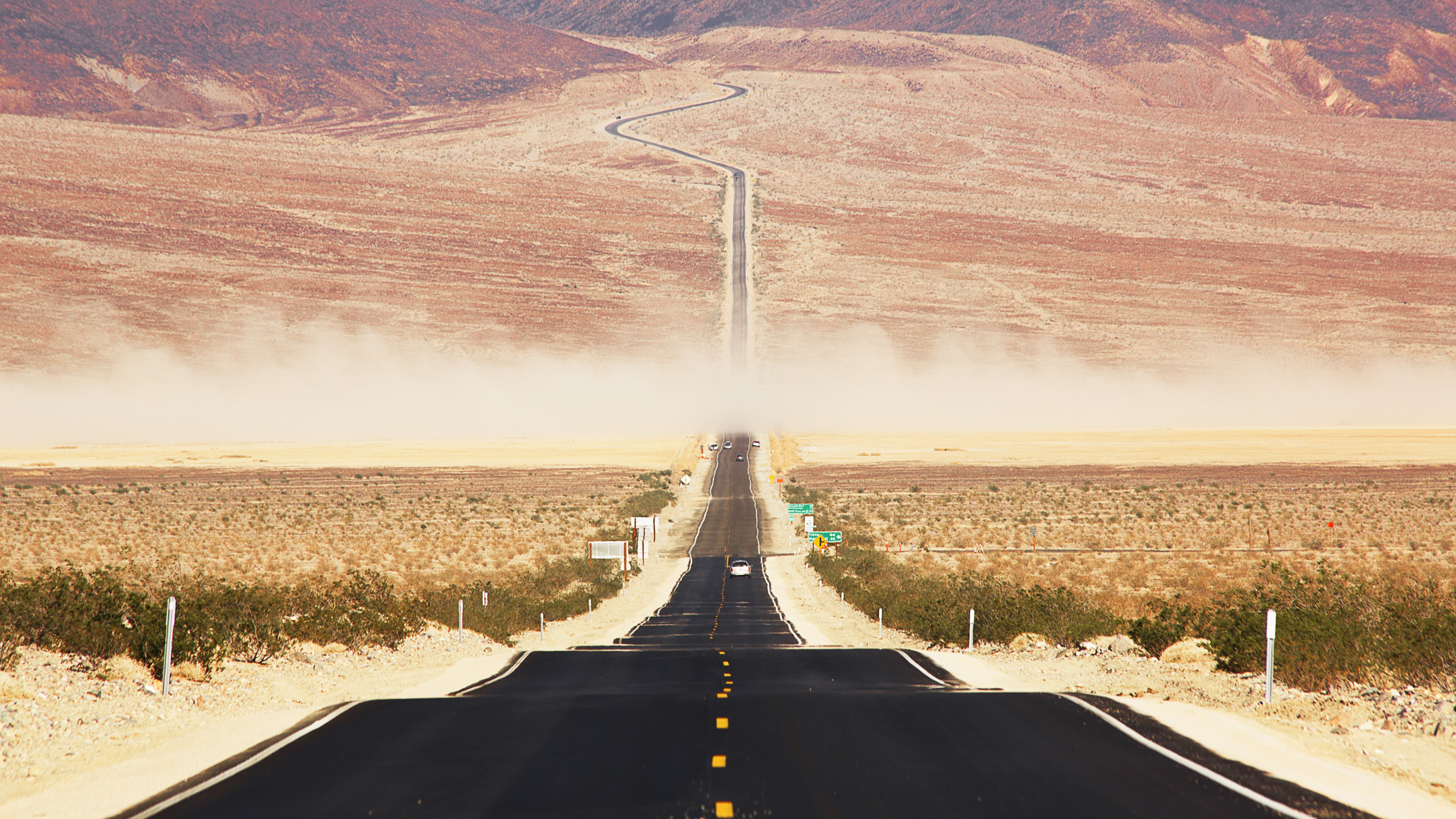 blacktop road Californian desert wallpaper USA 2k 4k 5k
