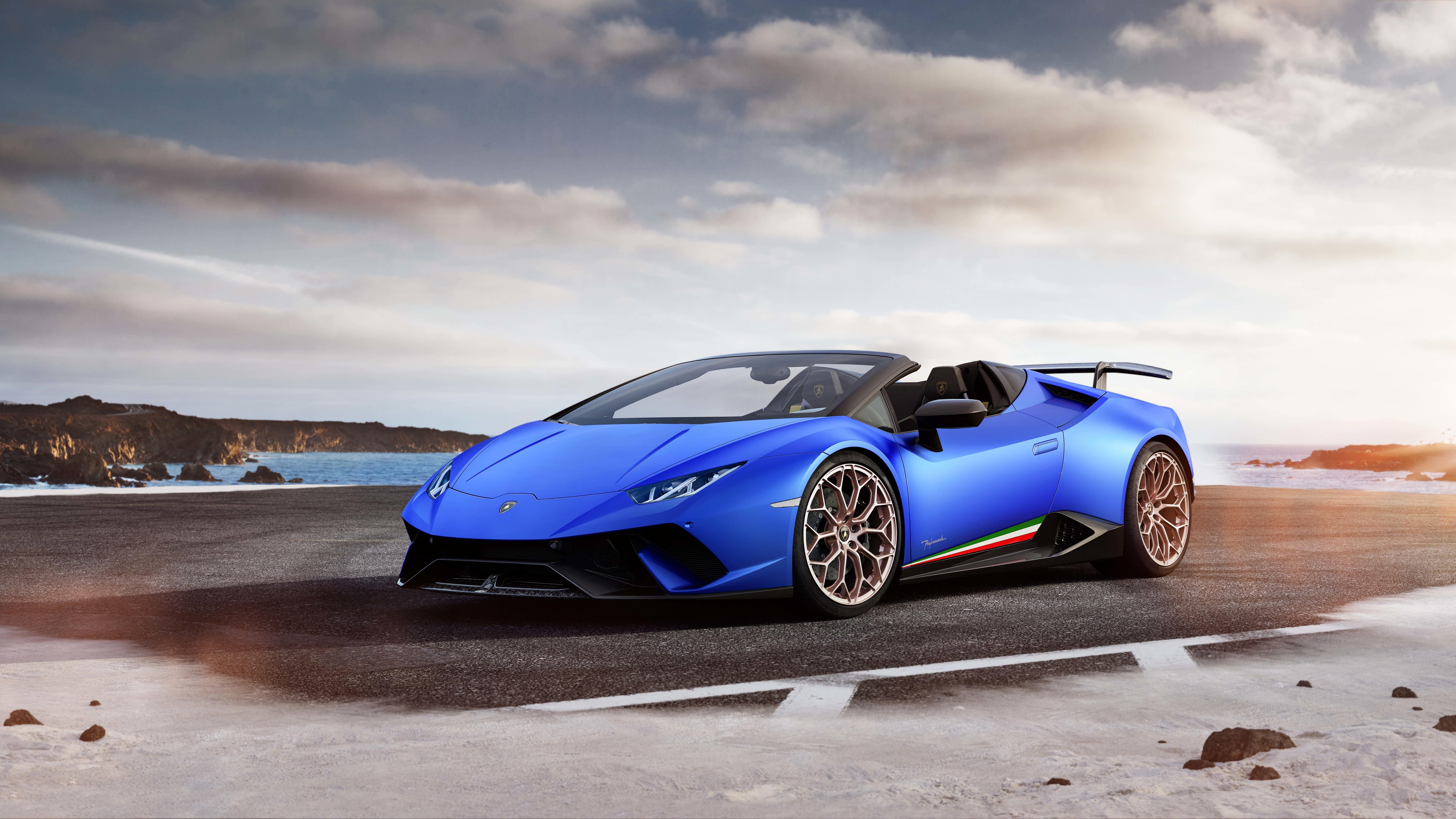 blue car lamborghini huracan performante cabrio luxury 2k 4k 5k 8k