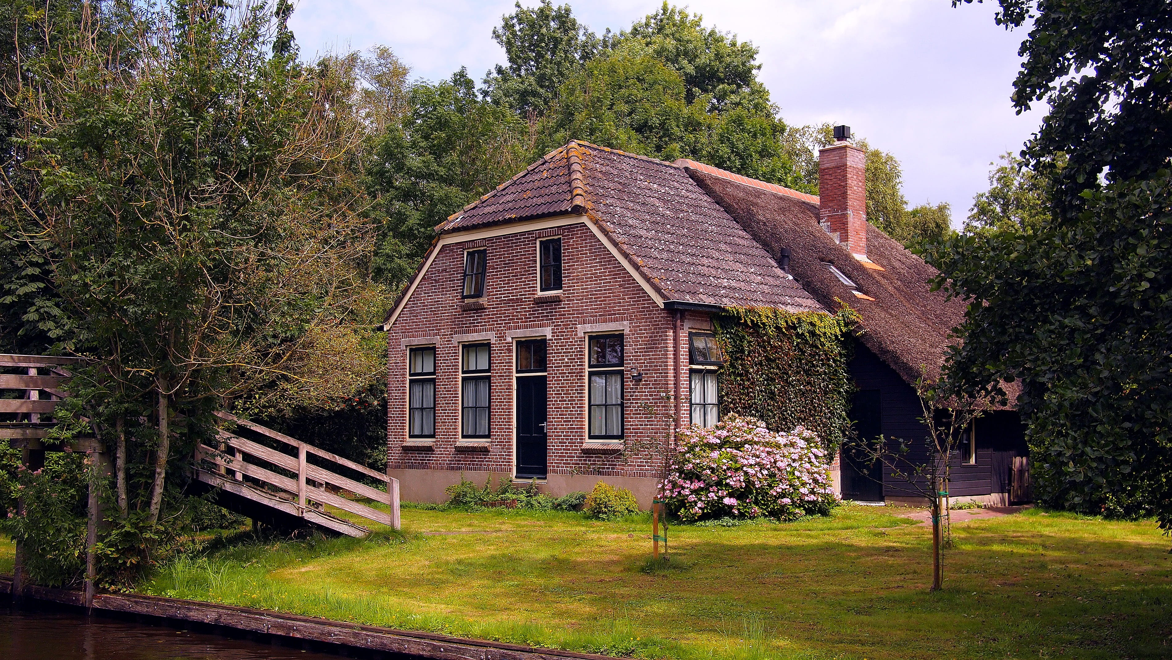 brown wooden house surrounded with trees netherlands dutch 2k 4k