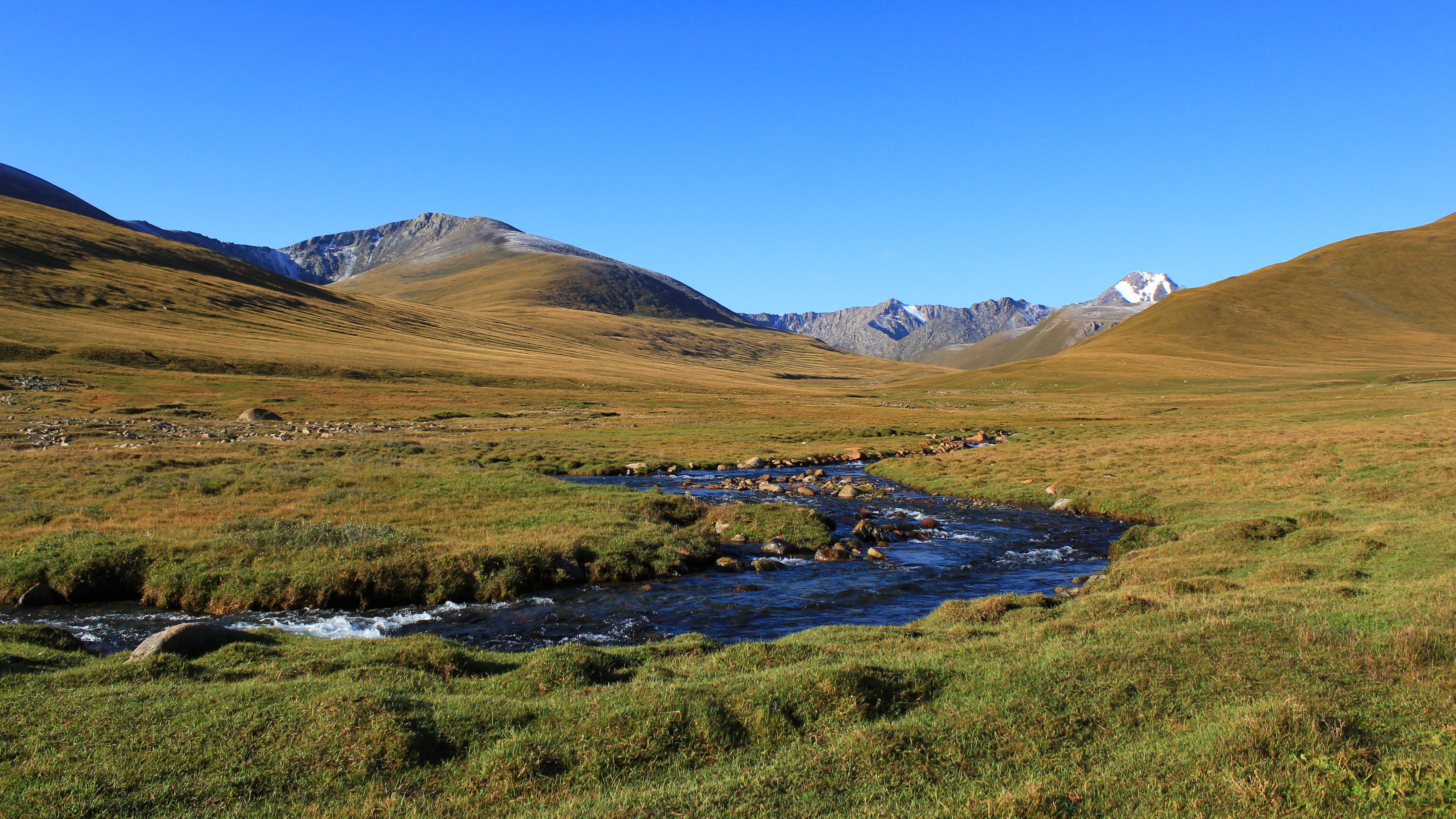 kyrgyzstan mountains landscape brook stream torrent water 2k 4k 5k