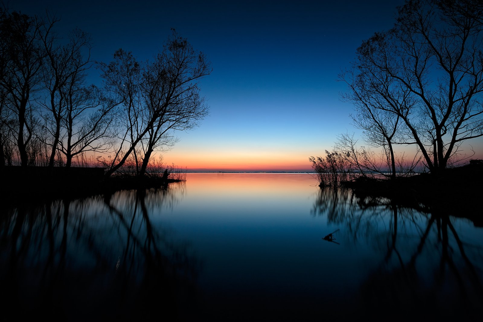 lake with trees during golden hour Early Winter Twilight Canon EOS 2k 4k 5k