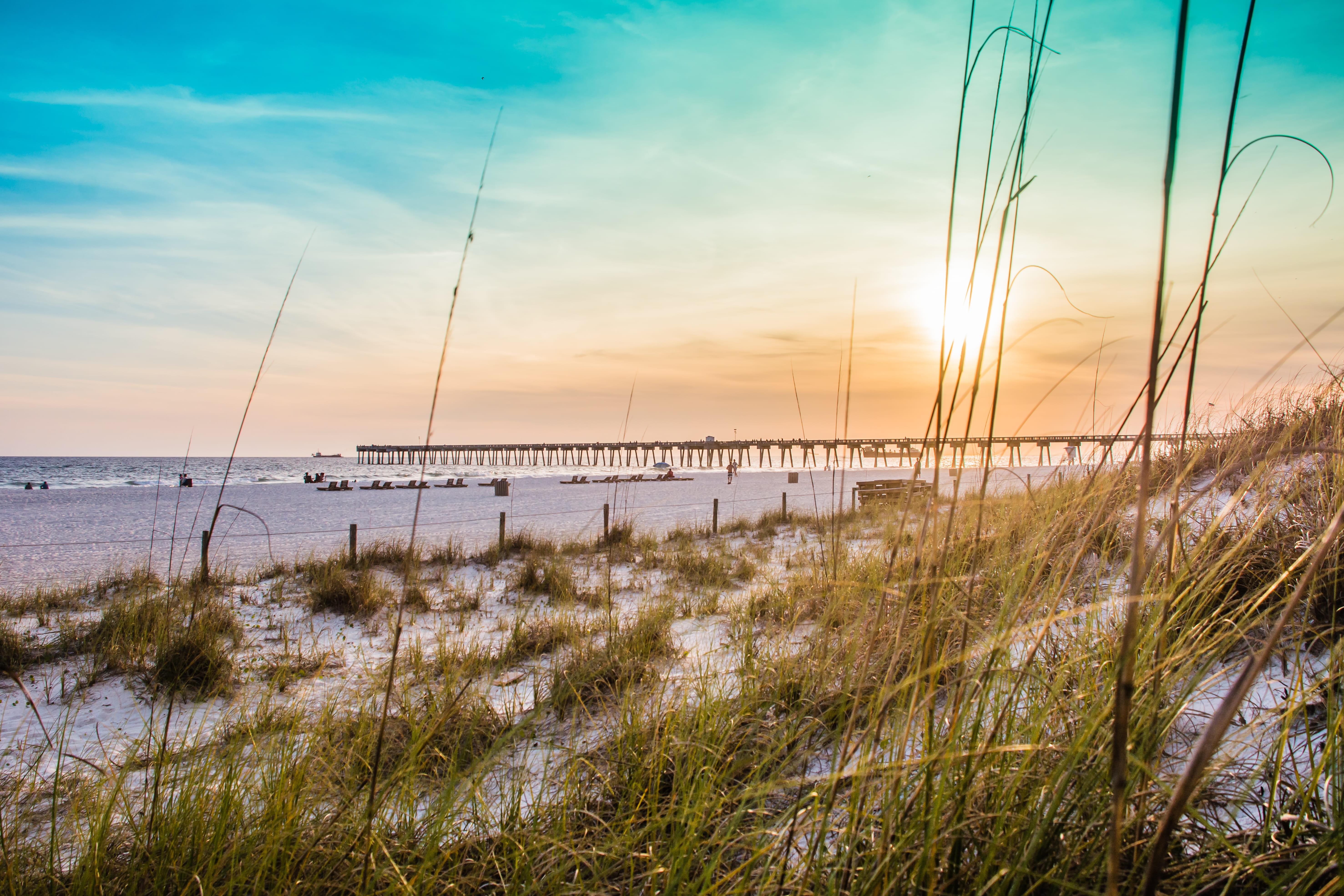 panama city beach united states sunset water sea ocean 2k 4k 5k