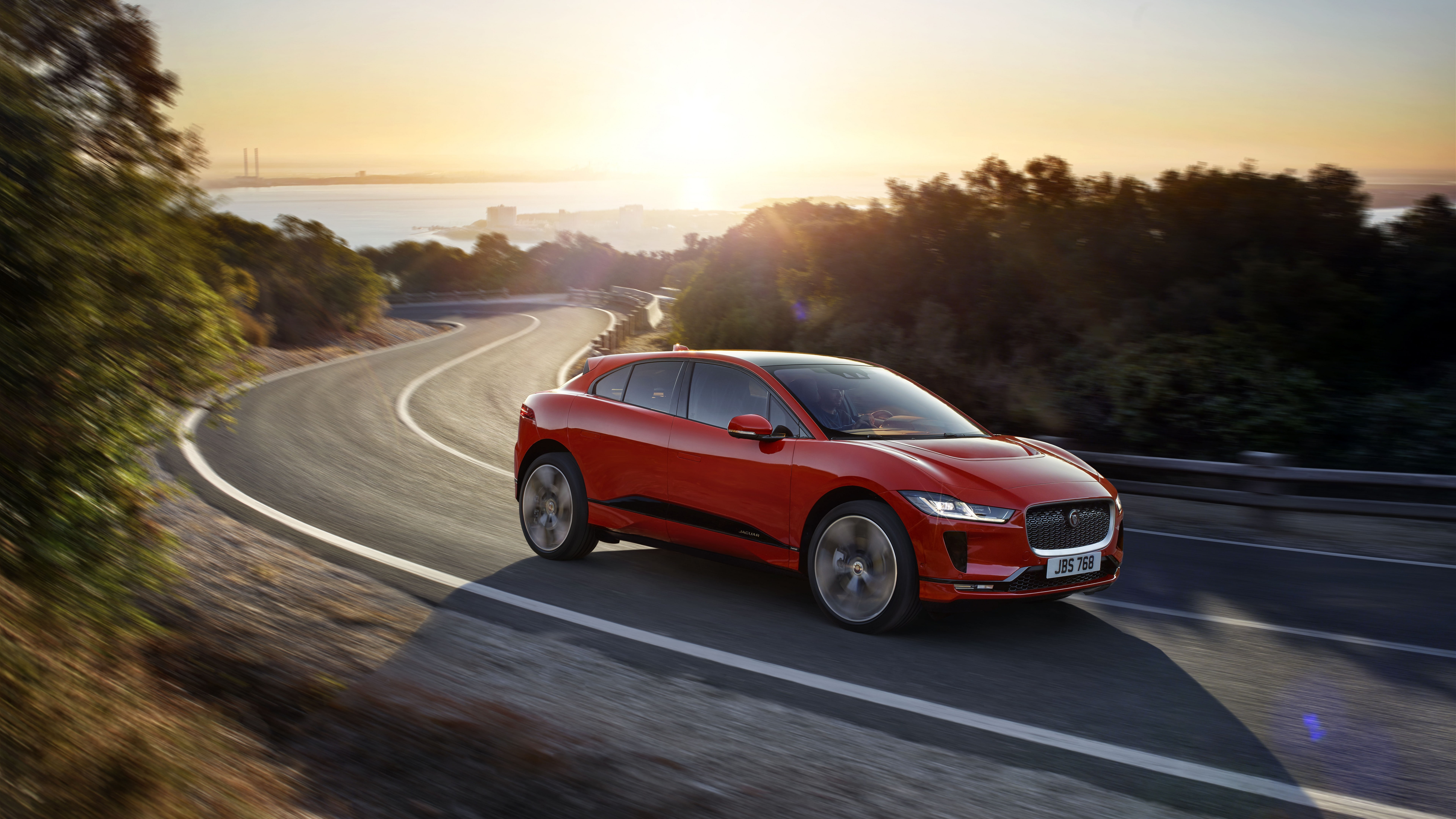red SUV Jaguar I Pace electric car 2k 4k 5k 8k
