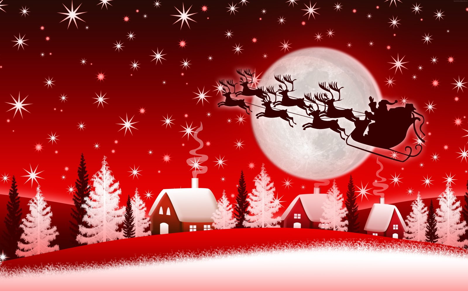 winter Christmas New Year moon Santa deer celebration 2k 4k 5k 8k