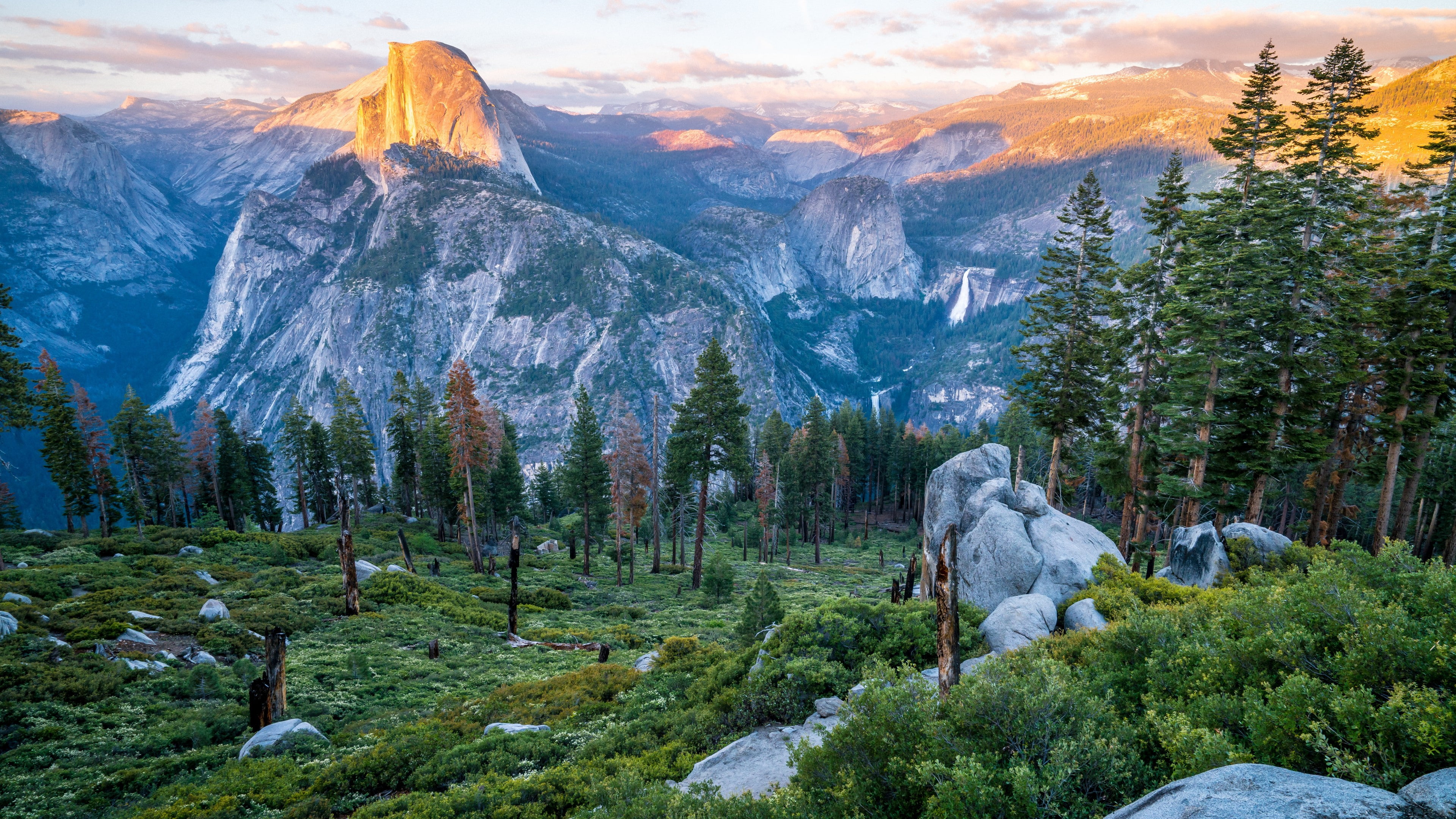 yosemite valley view panorama point forest landscape 2k 4k