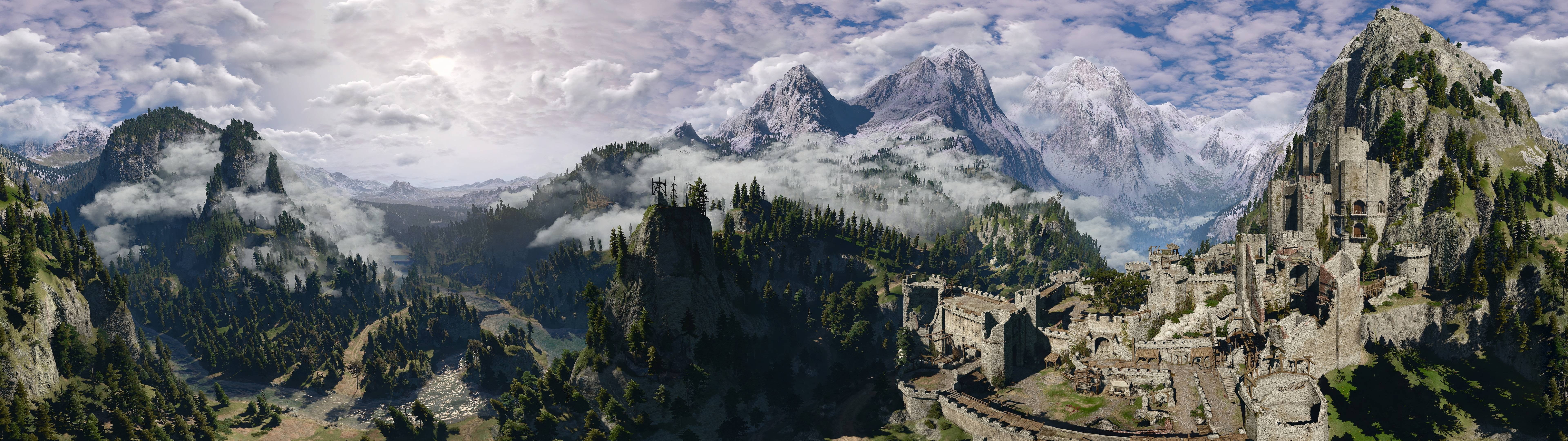 gray concrete houses trees nature beauty panorama fortress 2k 4k 5k 8k