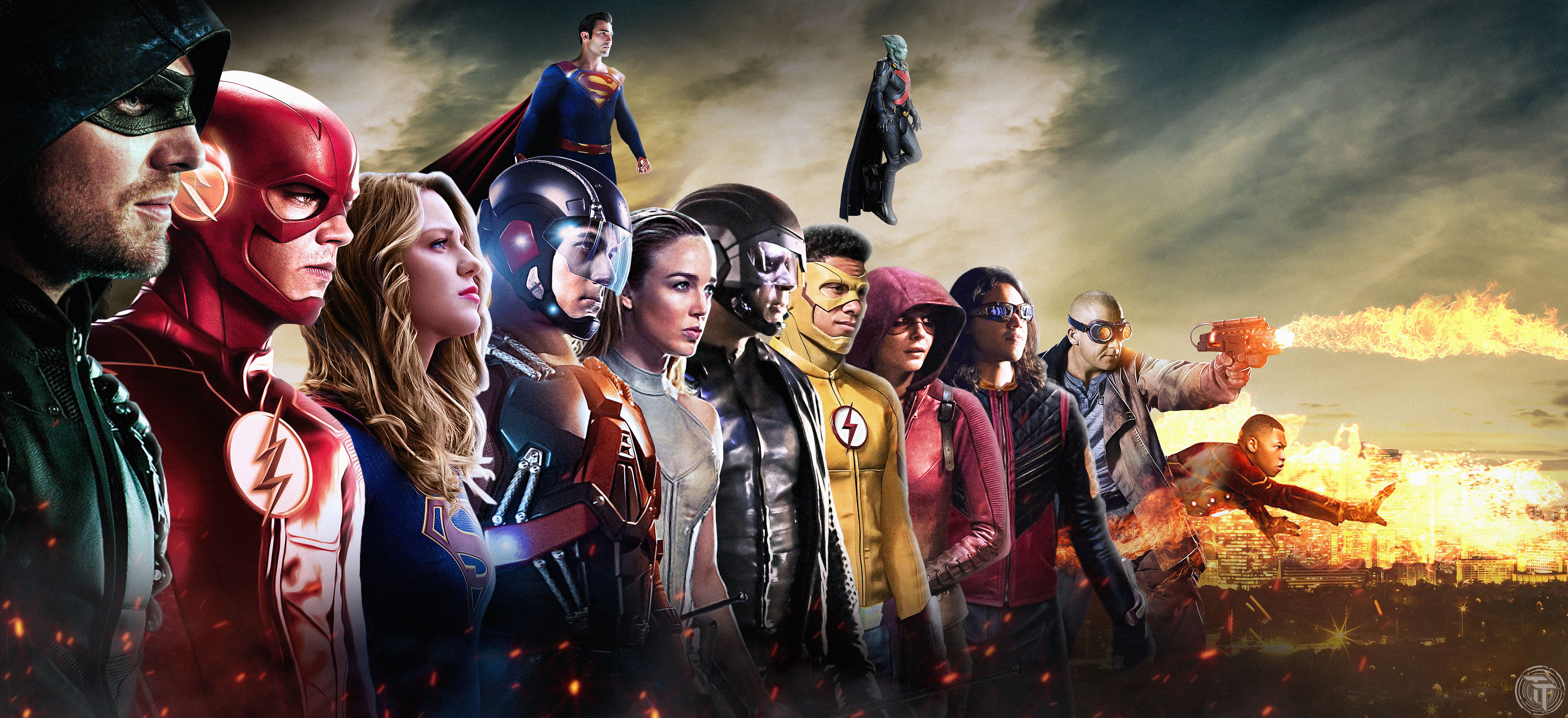 arrow flash supergirl sara lance atom superman tv shows 2k 4k 5k