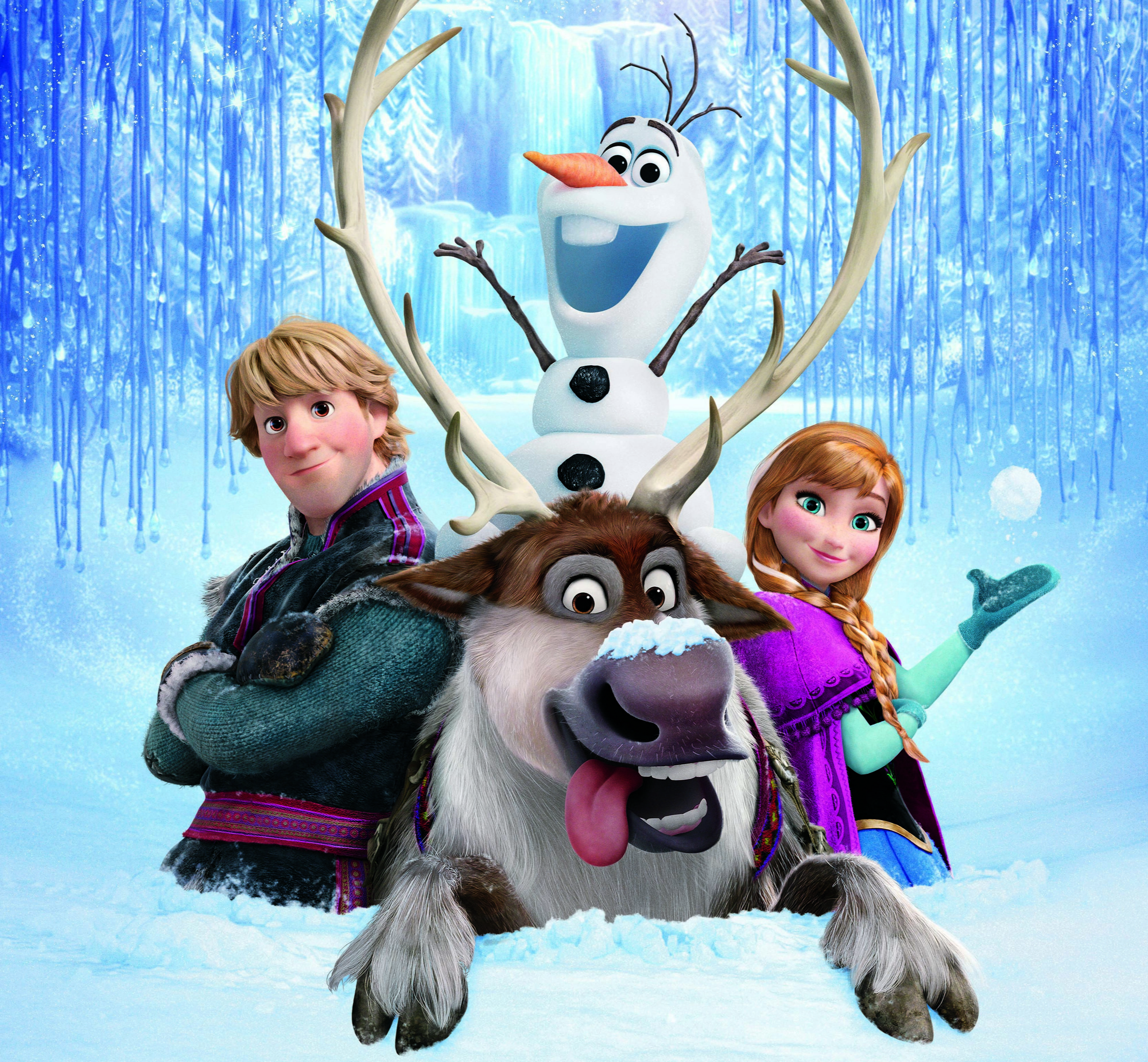 Disney Frozen wallpaper snow snowflakes ice deer snowman 2k 4k