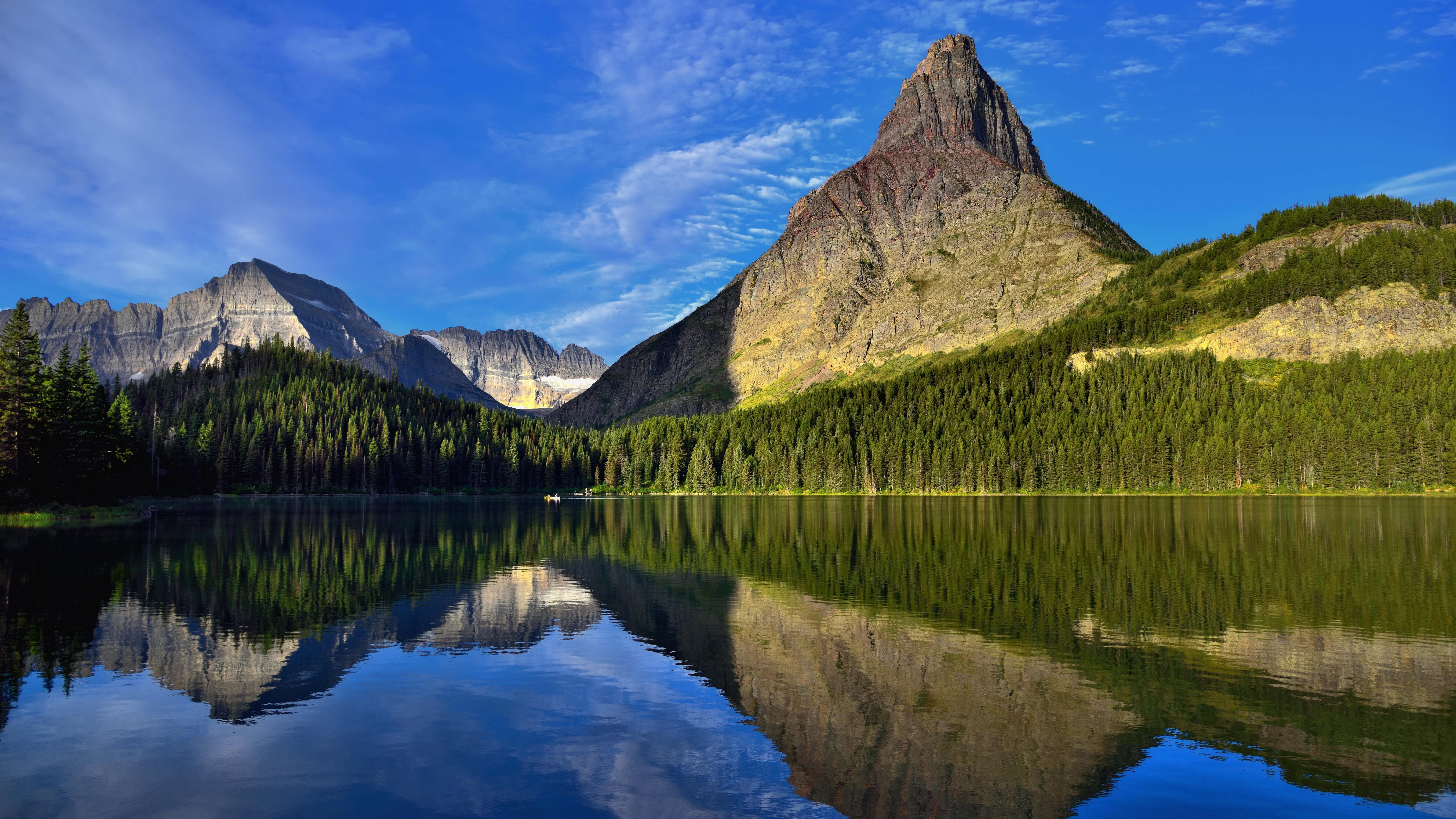 national park blue sky united states swiftcurrent lake montana 2k 4k 5k 8k