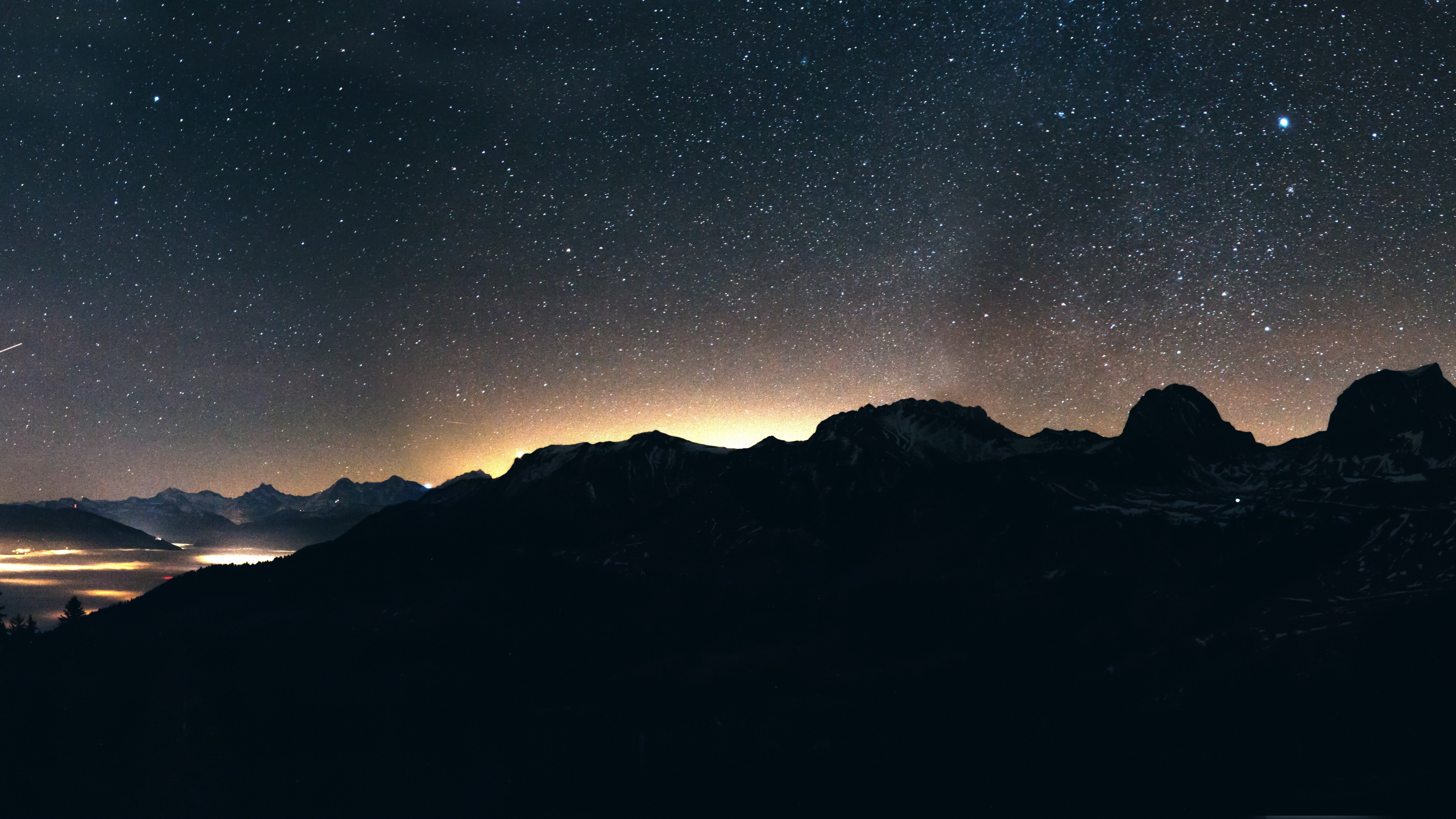 silhouette of mountain night sky mountains 2k 4k 5k 8k