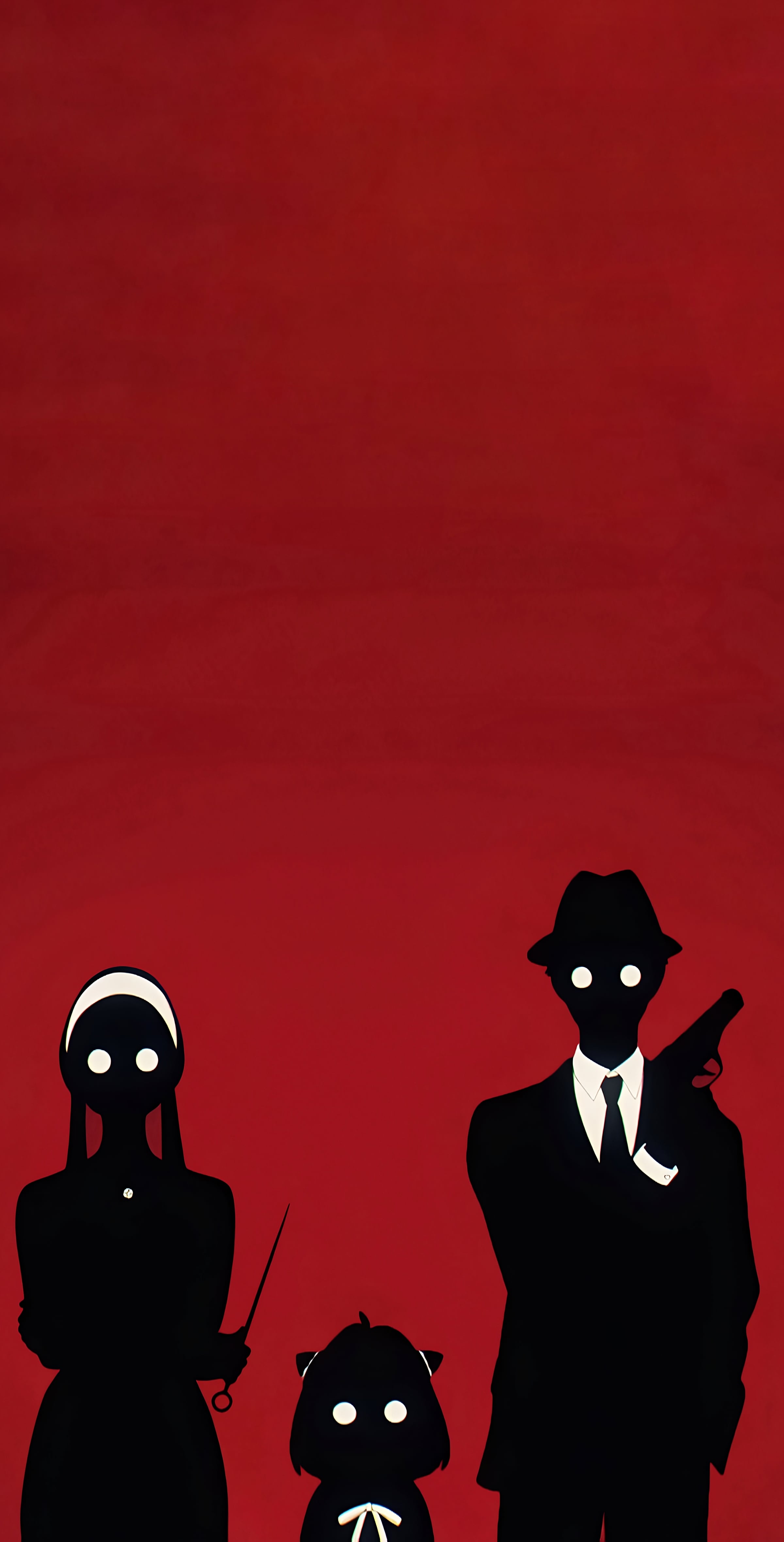 Spy Family minimalistic minimalism red background 2k