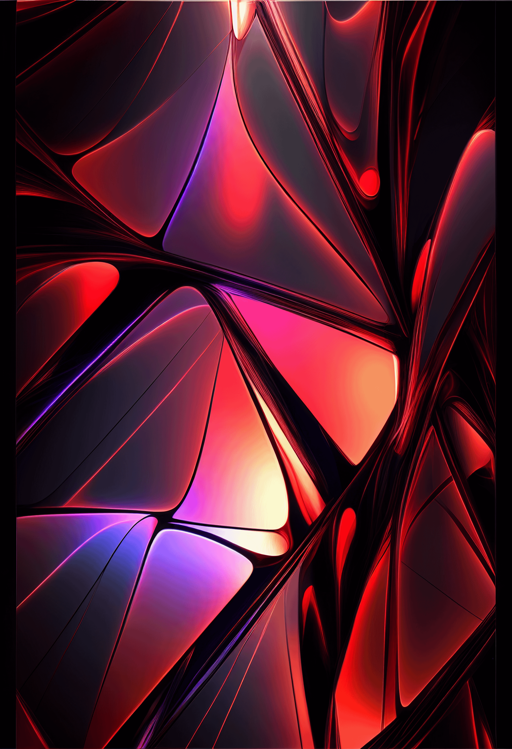 Glowing red fragments abstract illustration digital art 2k