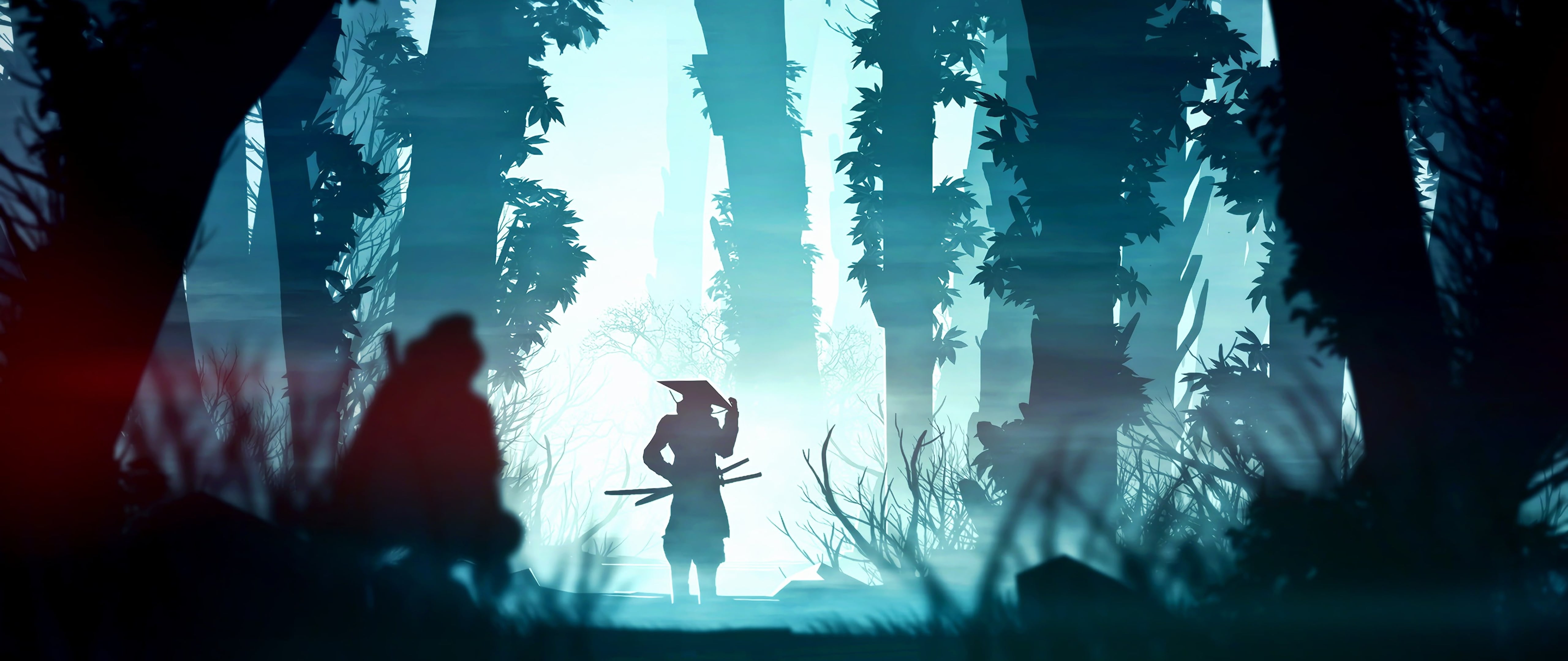 Duel samurai warrior japan drawing digital art illustration dual monitor widescreen wide screen multiple 2k 4k 5k