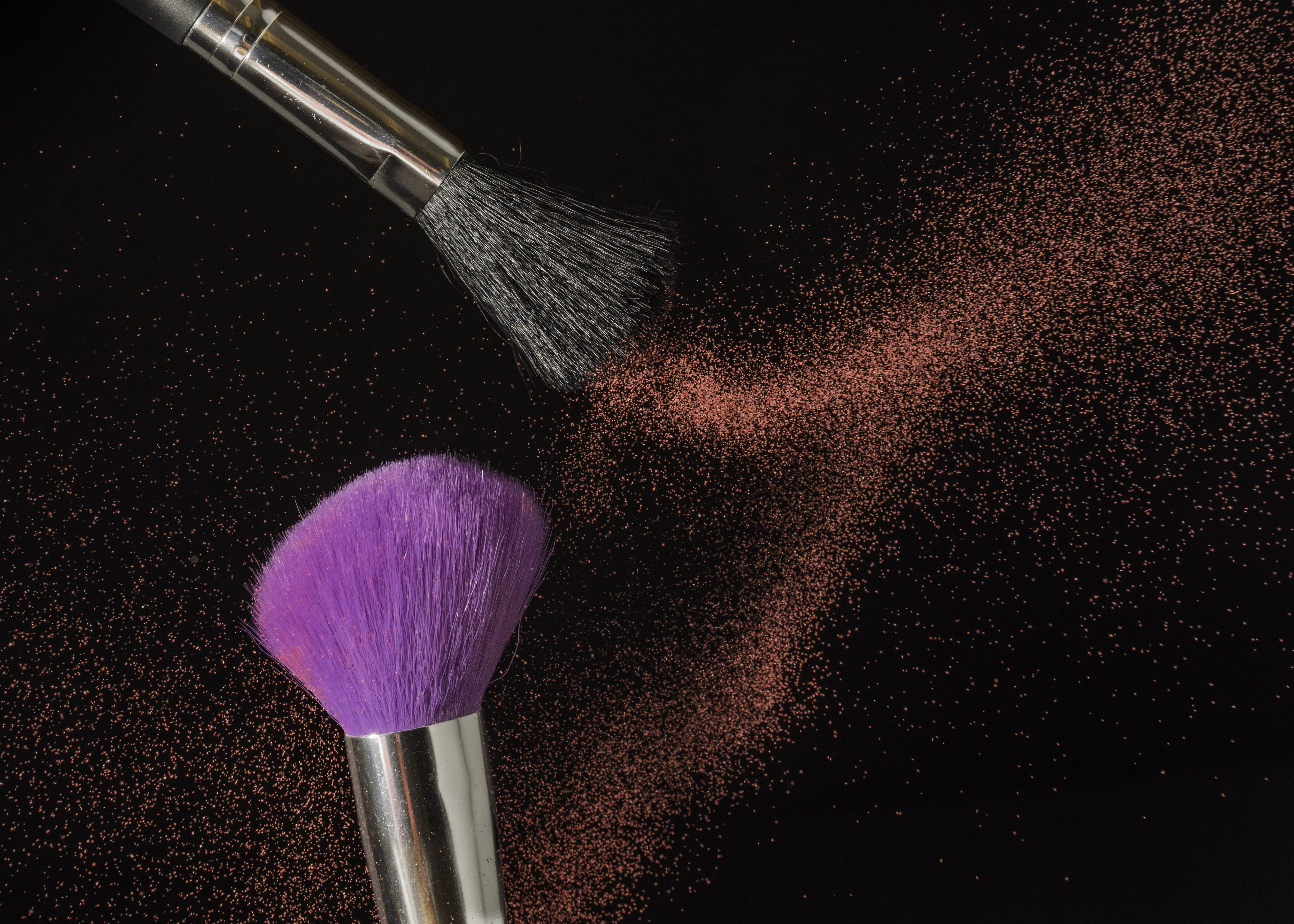 black and purple makeup brush with glitters macro sand texture 2k 4k 5k