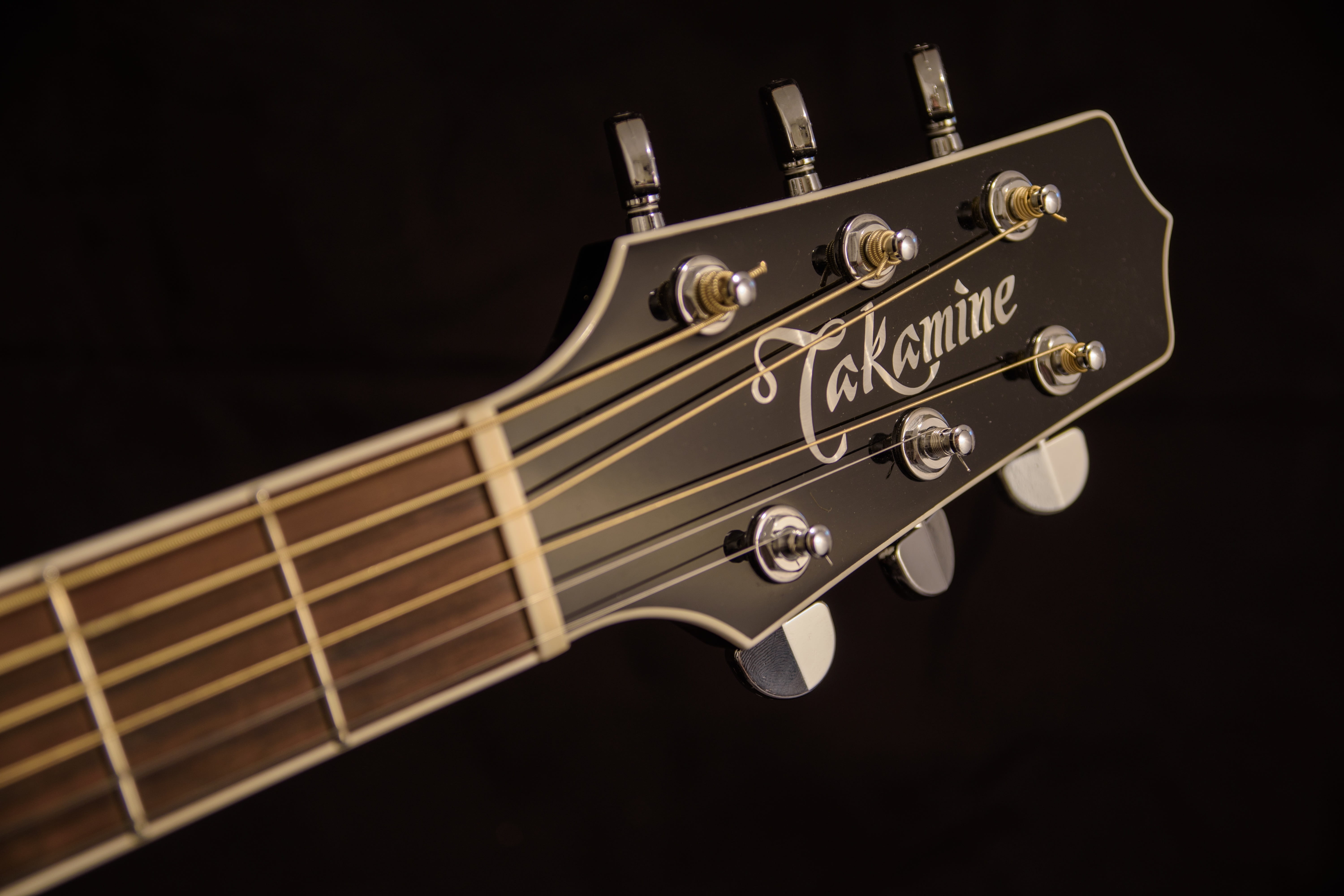 Brown and Black Takamine Guitar Headstock acoustic guitar blur 2k 4k 5k