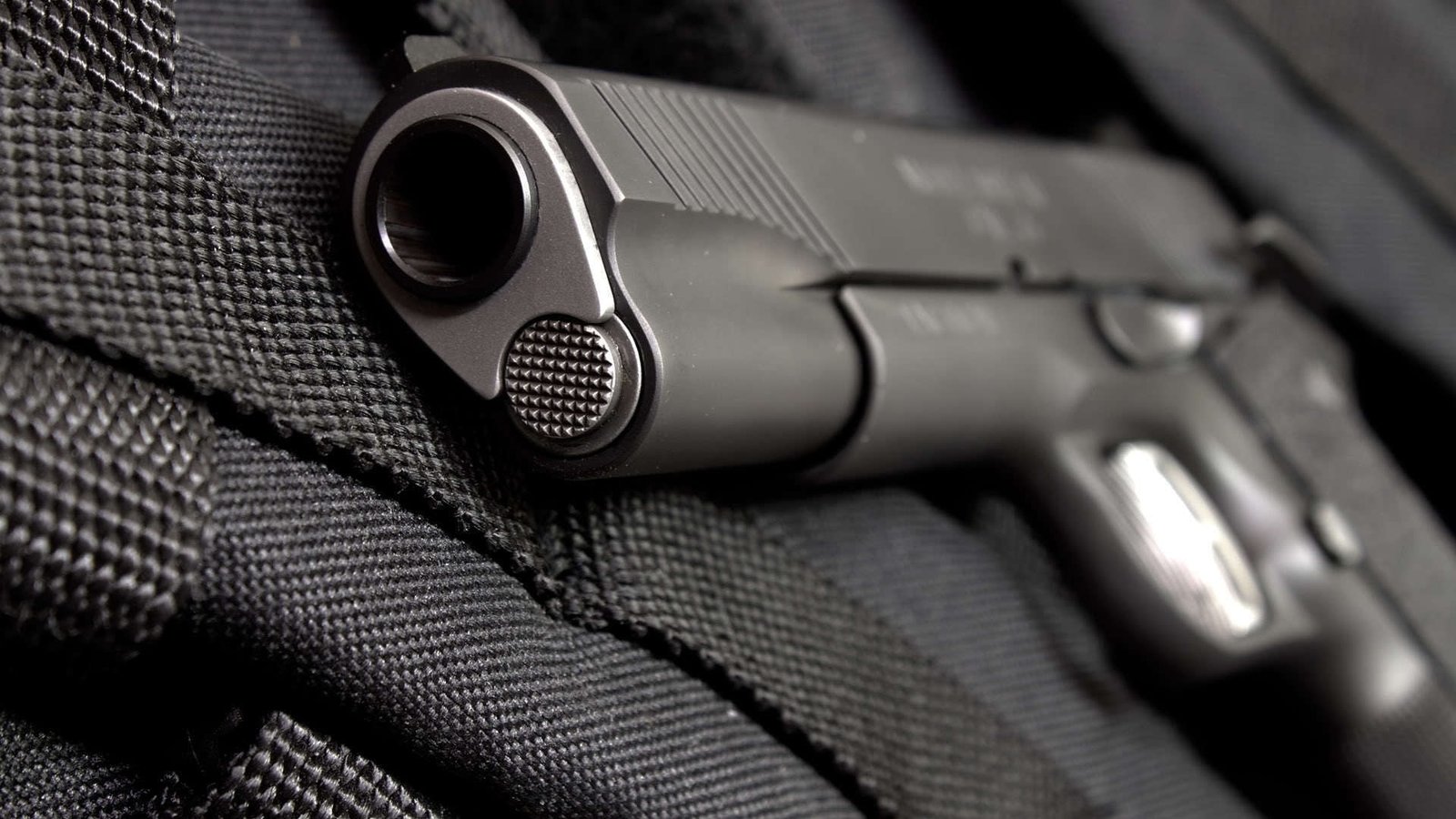 gray automatic pistol black semi gun closeup 2k