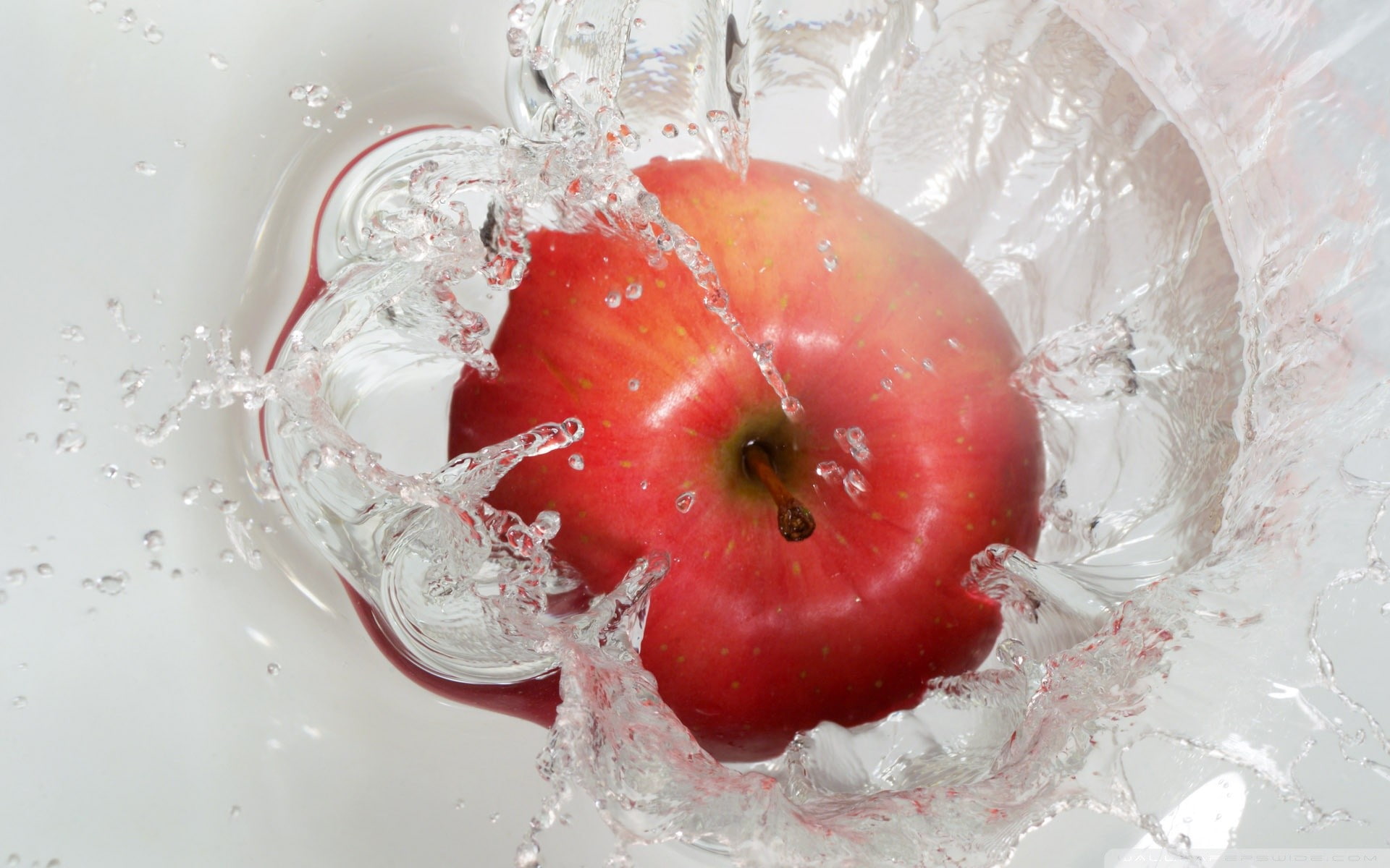 macro apples fruit splashes water food and drink healthy eating 2k