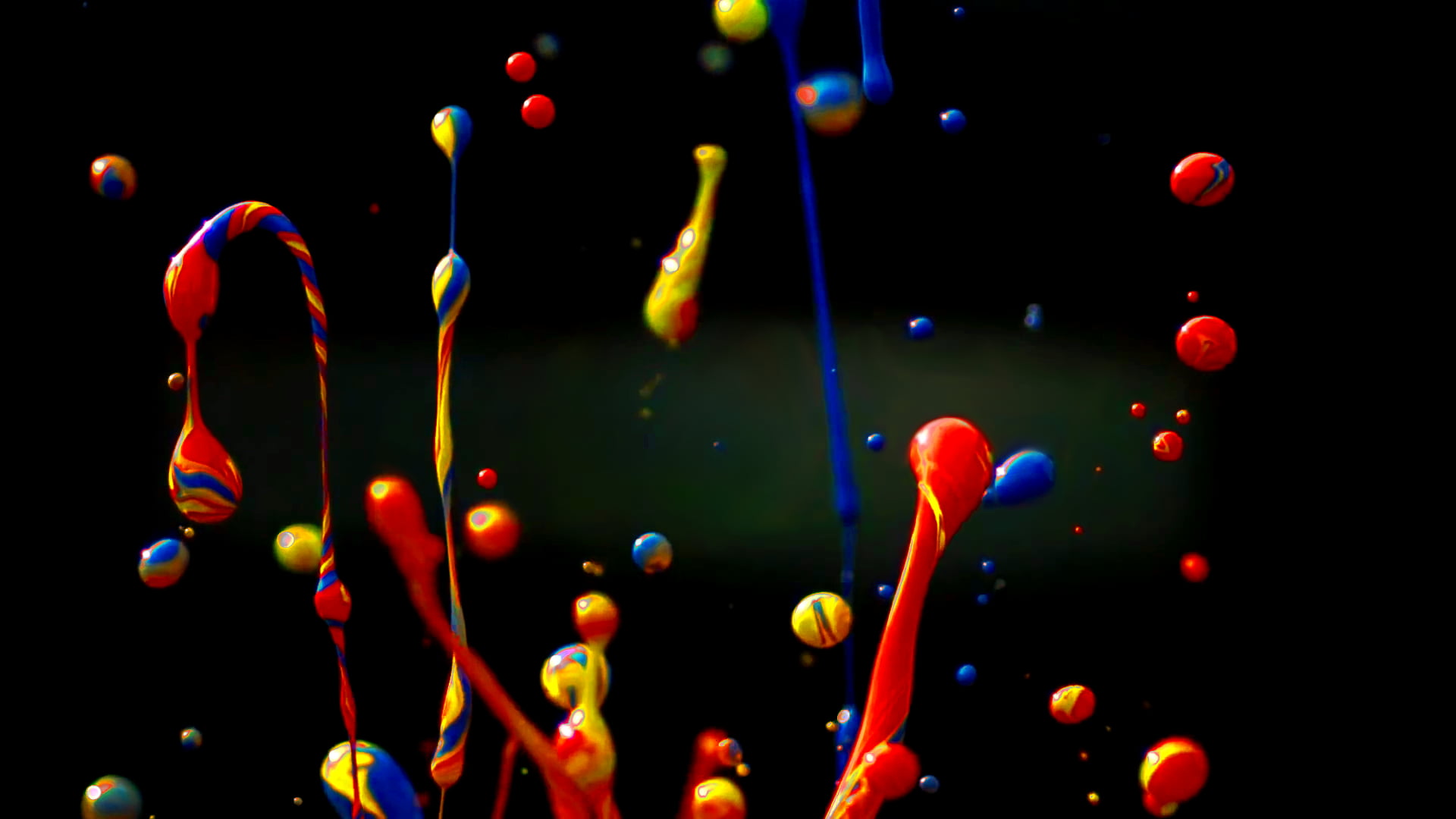 red blue and yellow droplets illustration painting paint splatter 2k
