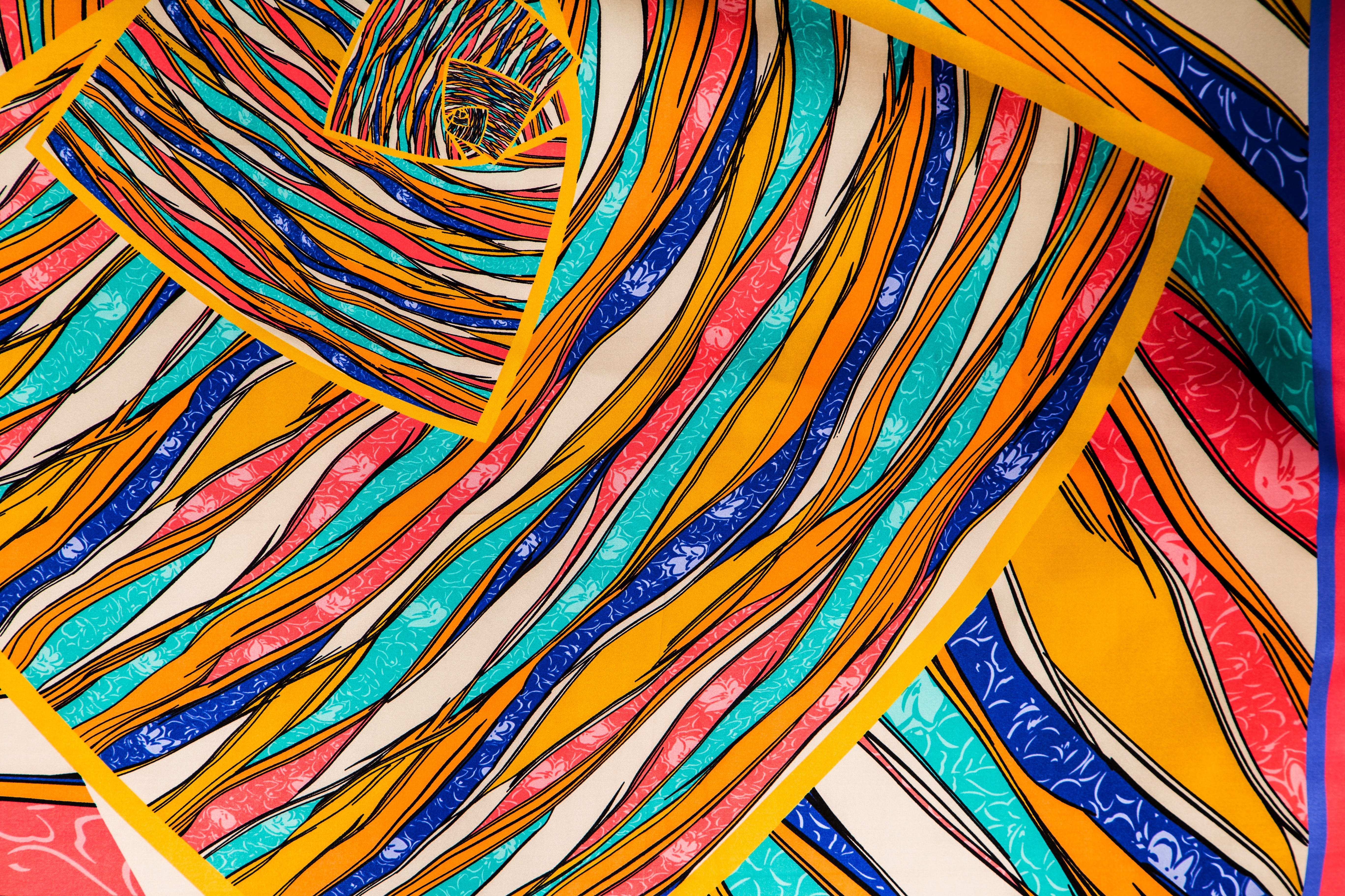 yellow blue and red abstract painting fabric texture color 2k 4k 5k