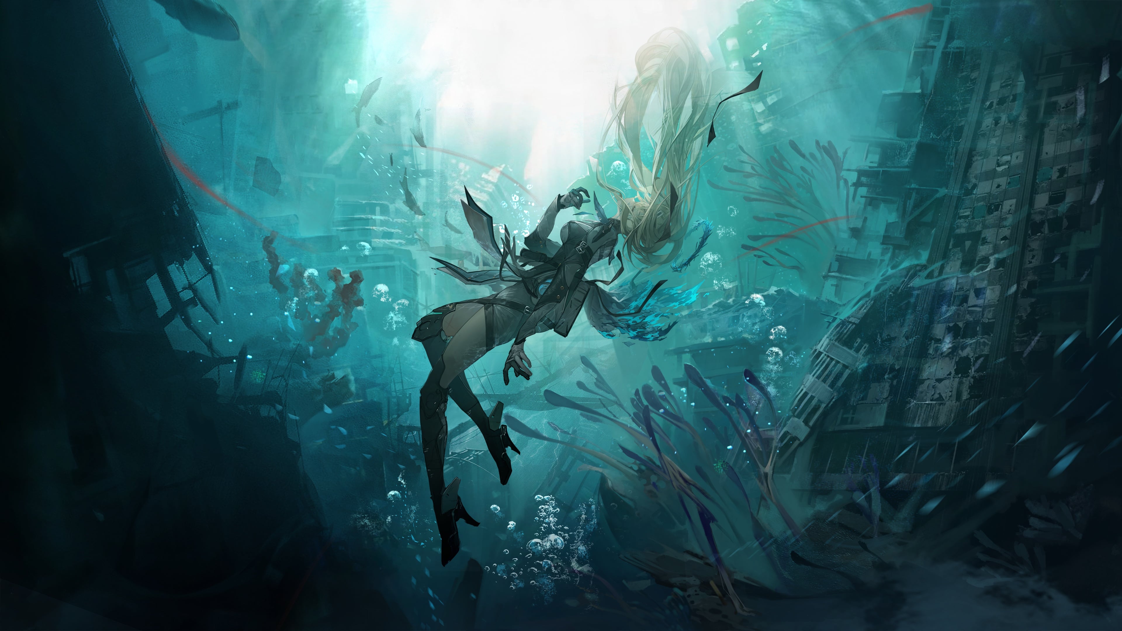 Underwater abstract art illustration 2k 4k