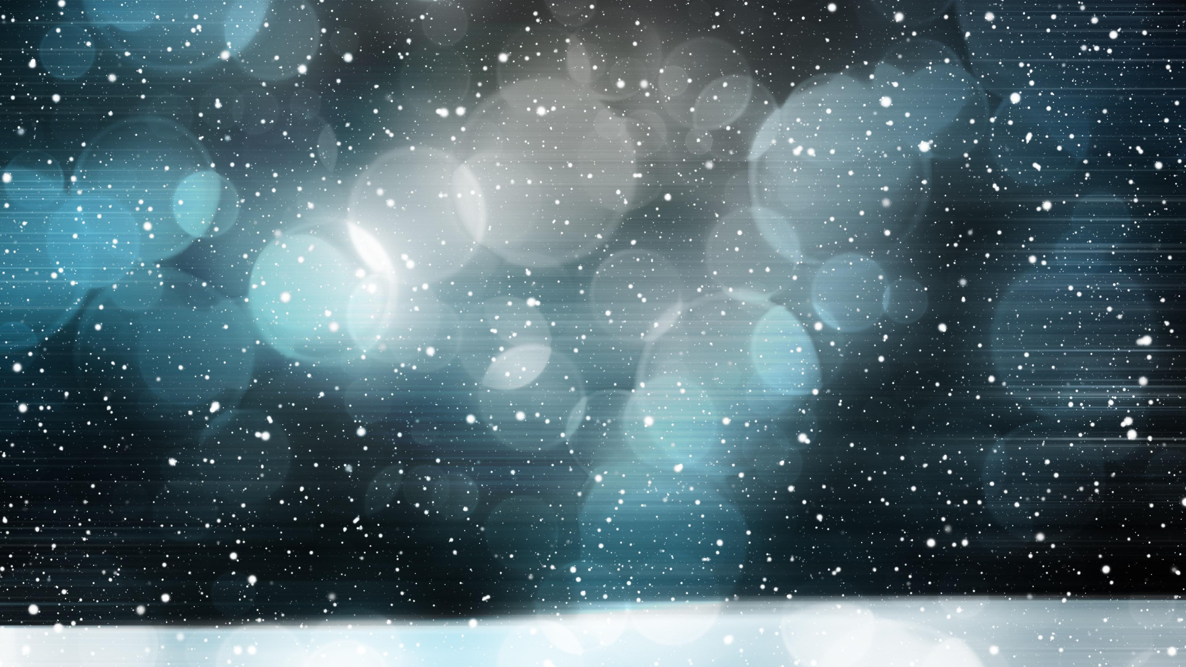 abstract snowfall snowing bokeh winter art night 2k 4k