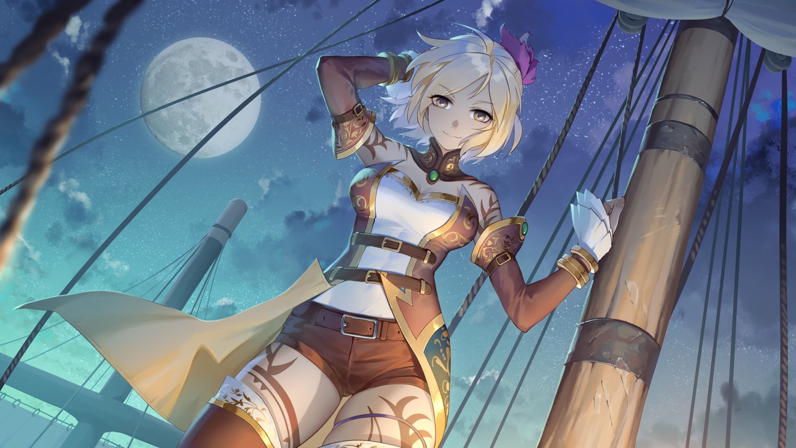 anime girls original characters blonde short hair looking at viewer 2k 4k