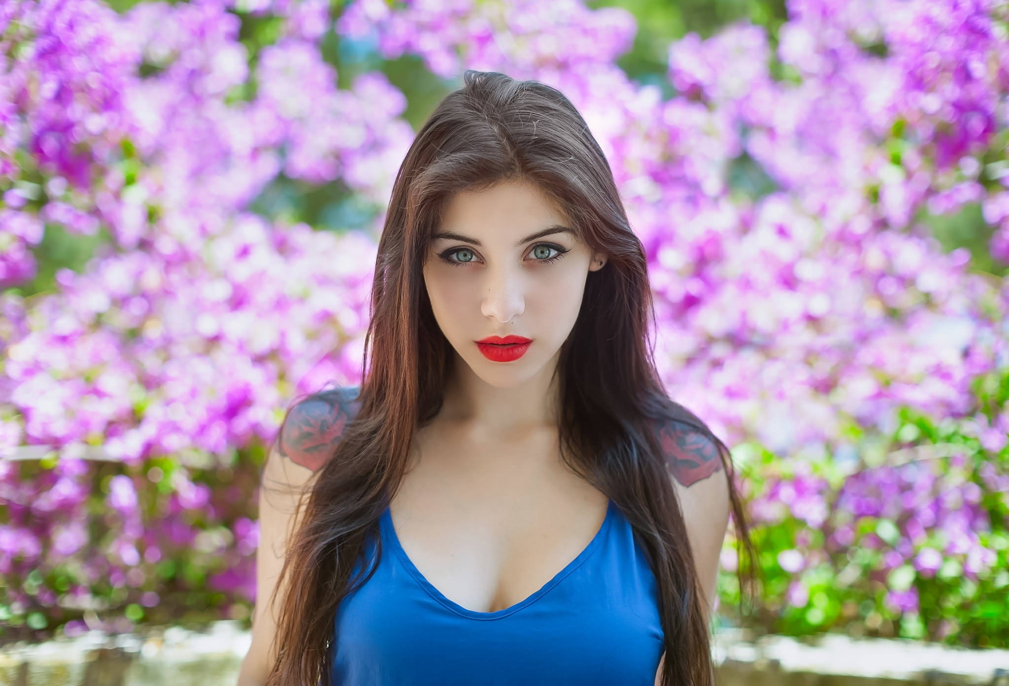 Beautiful Woman Flowers Portrait Bokeh 2k
