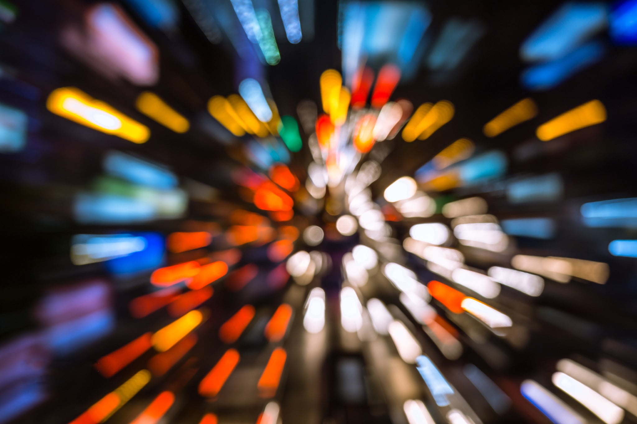 bokeh photography of lights urban abstract illuminated technology 2k