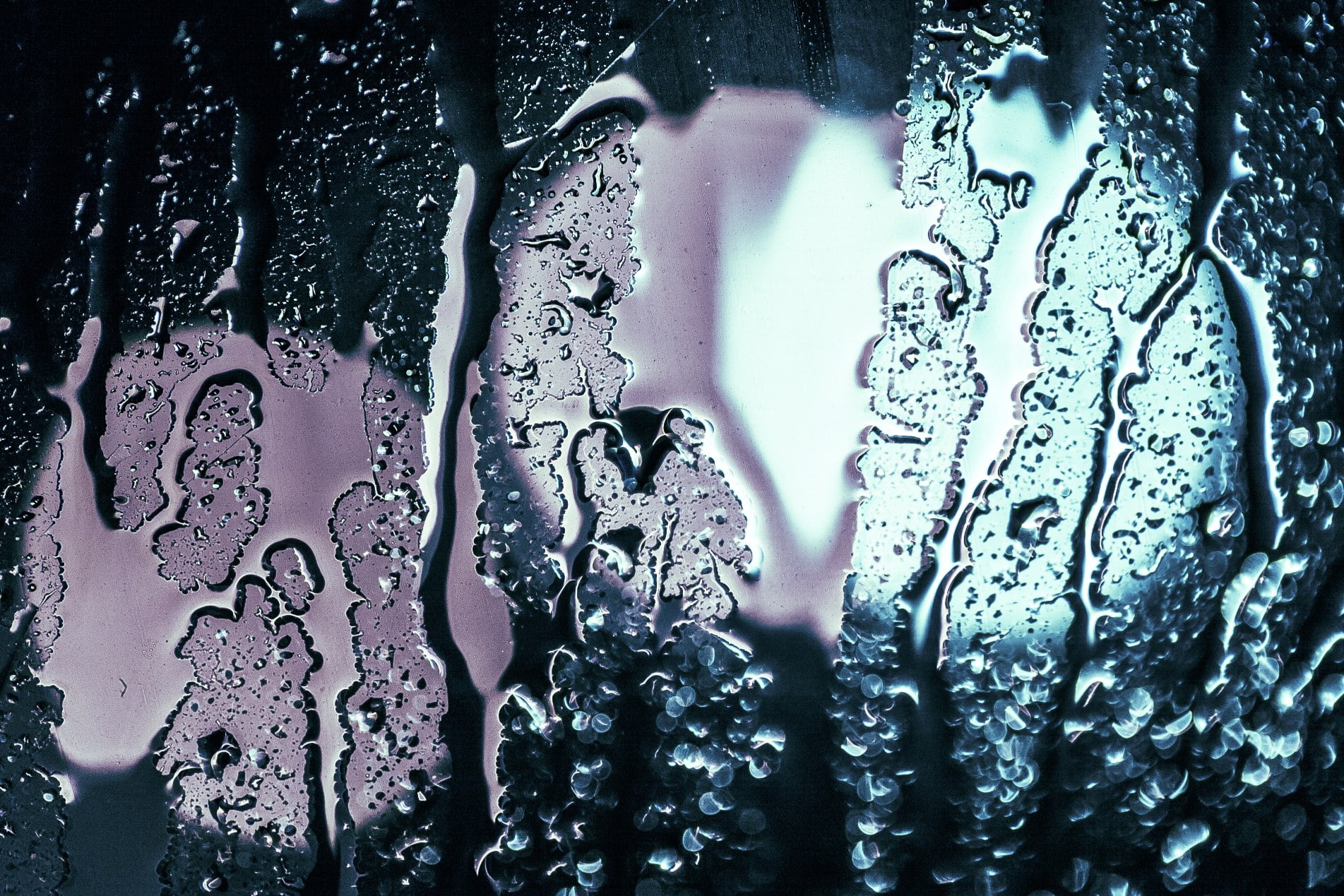 clear glass bokeh cold colors macro purple rain water 2k