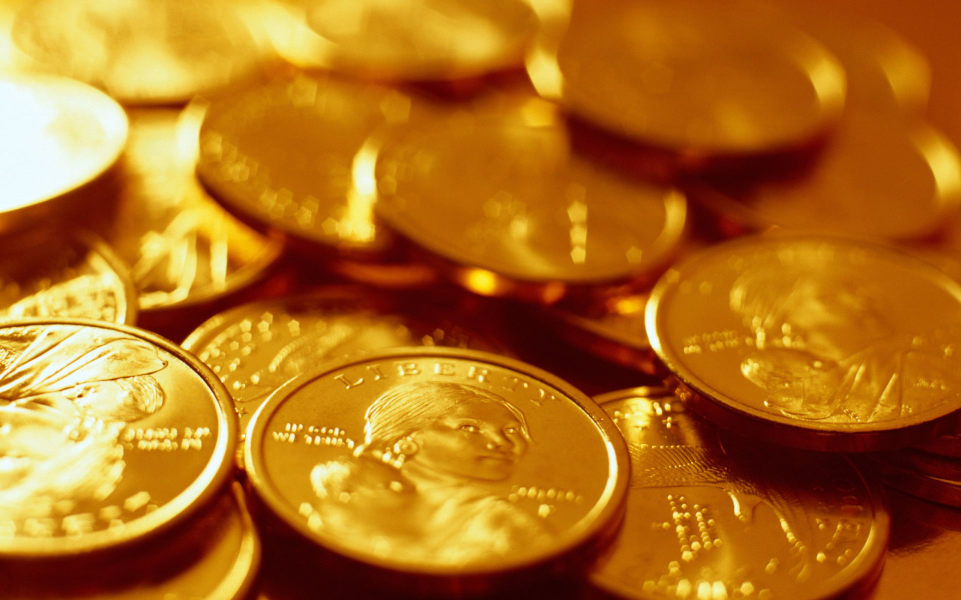 coins gold macro bokeh Wealth money 2k