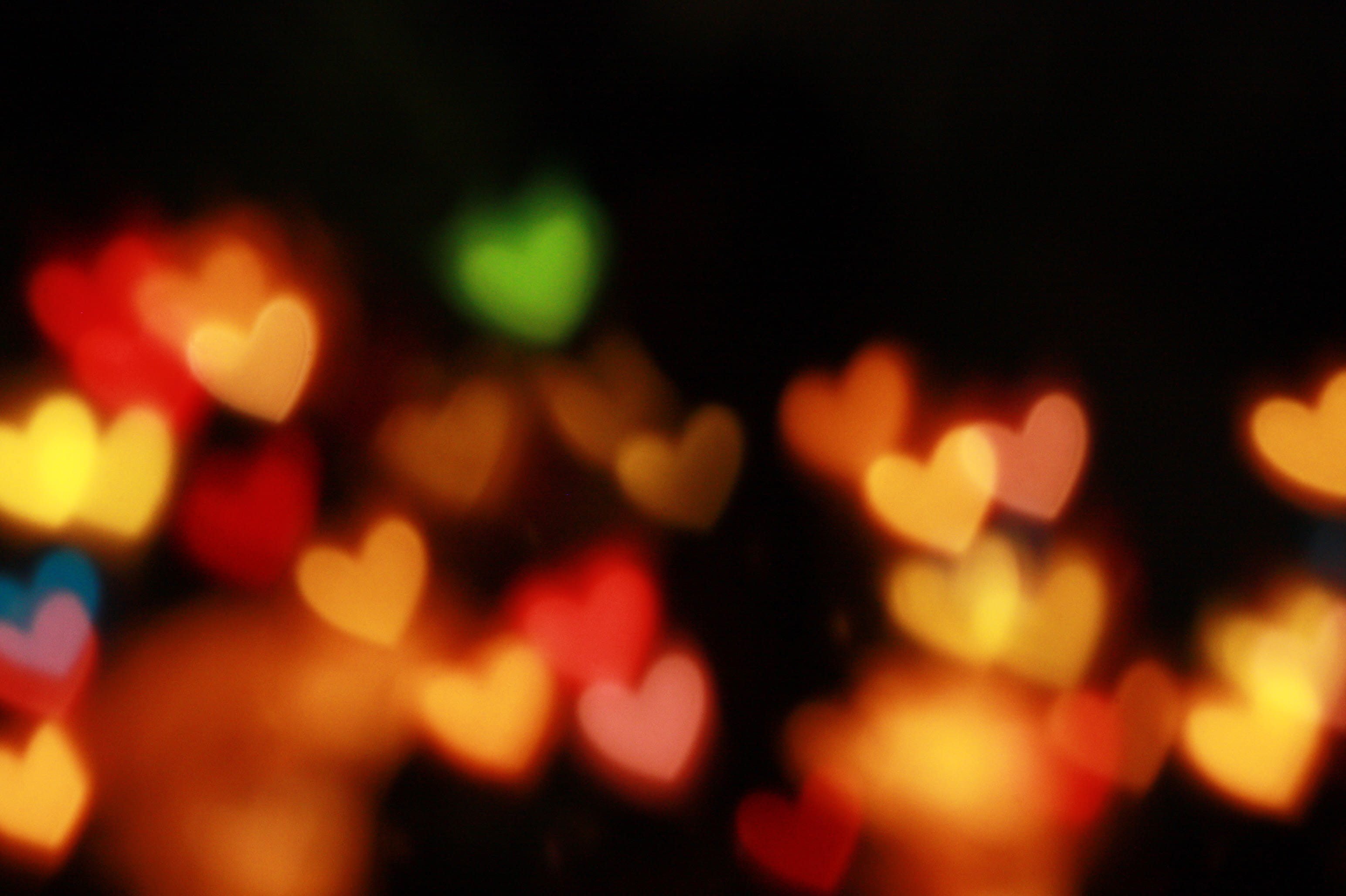 hearts bokeh photography red yellow and green heart lights 2k