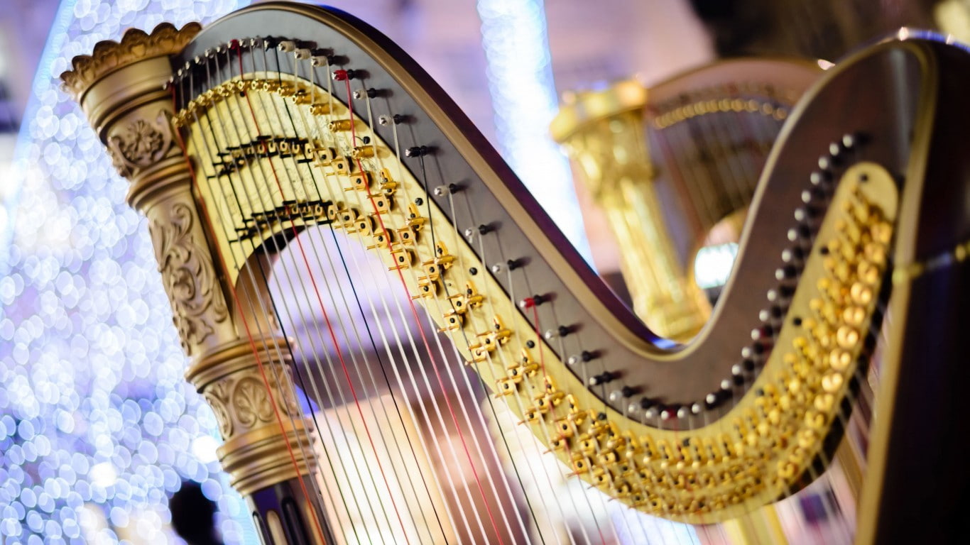 Instrument Harp Symphony music bokeh blurring shot musical
