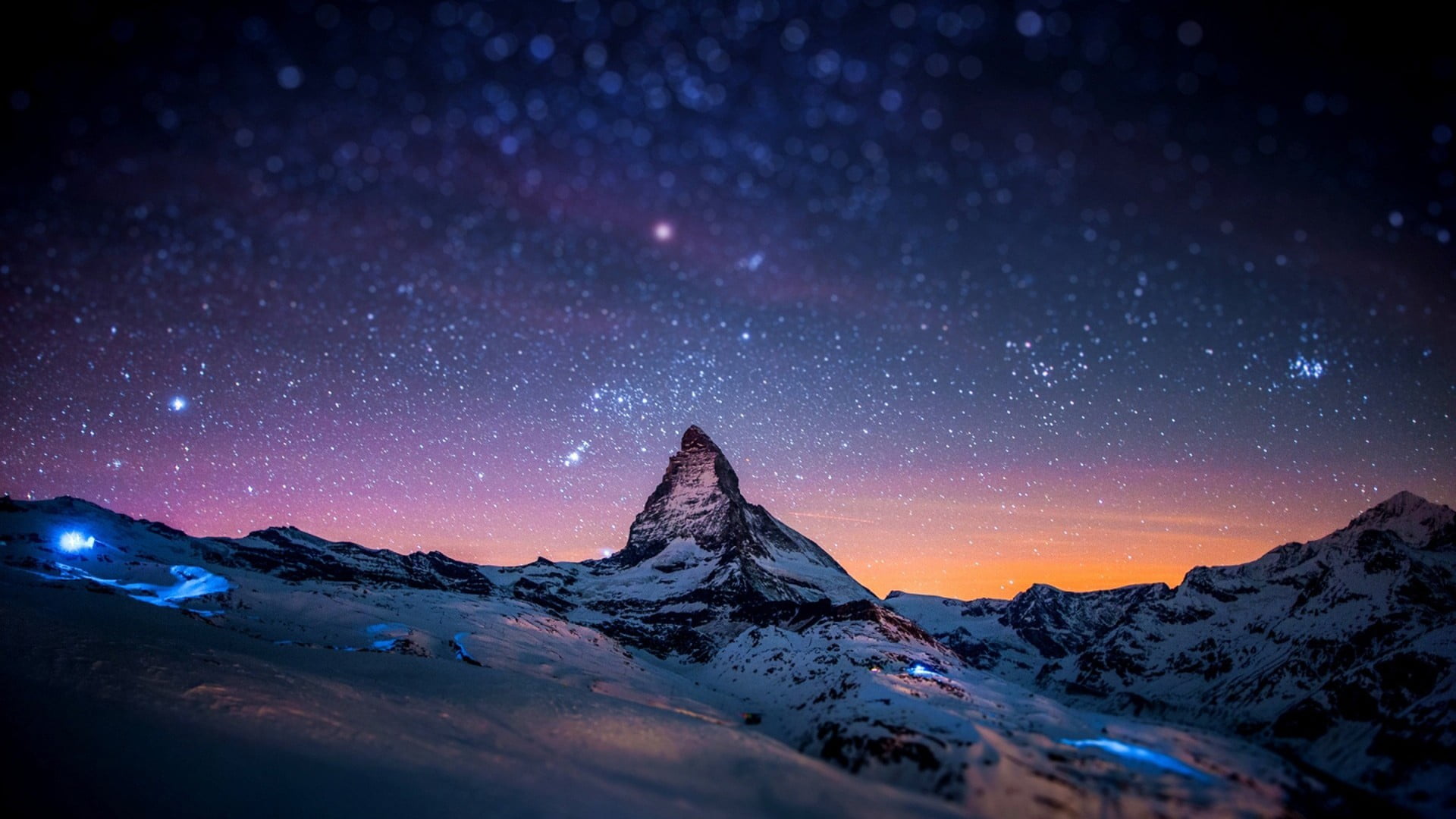 mountain alps under starry sky wallpaper mountains snow stars 2k