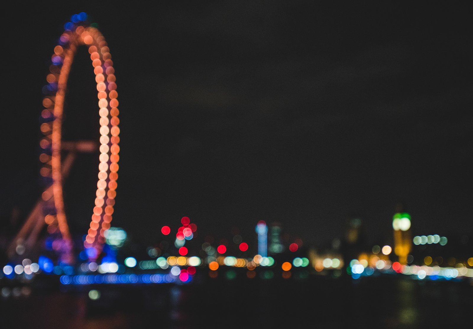 night bokeh London blurred city UK lights 2k 4k 5k
