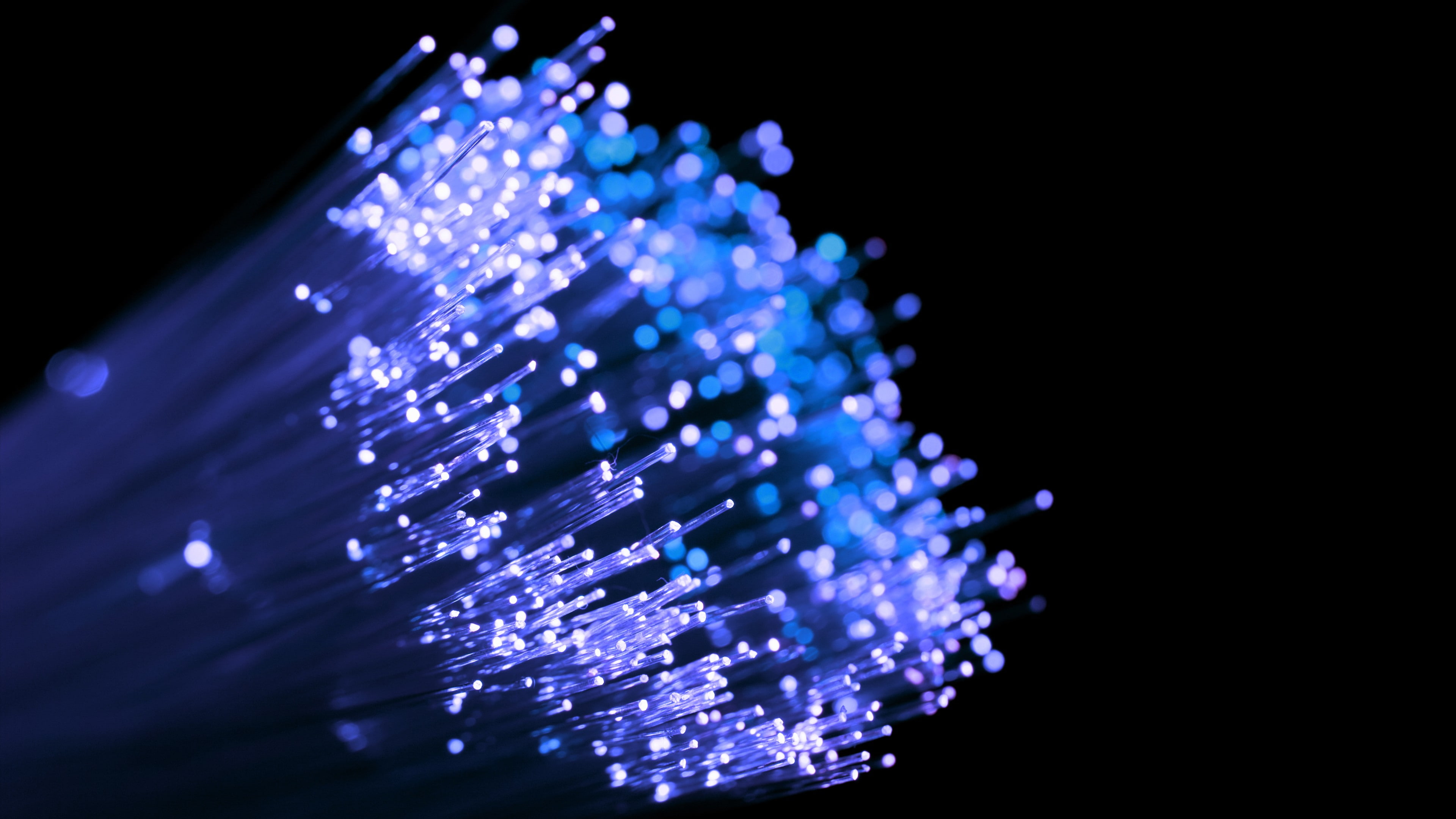 Optic fiber black background wires bokeh technology 2k 4k