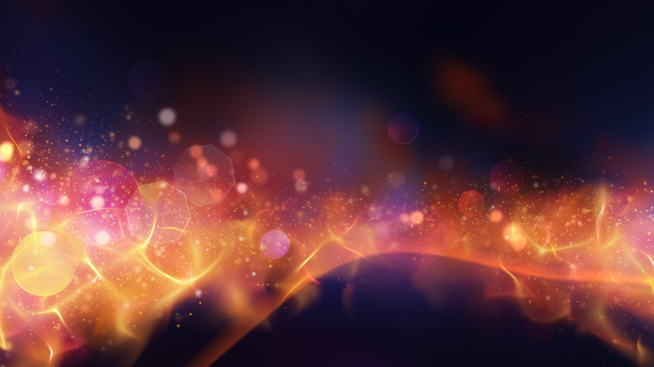 orange and pink bubbles illustration abstract bokeh night 2k