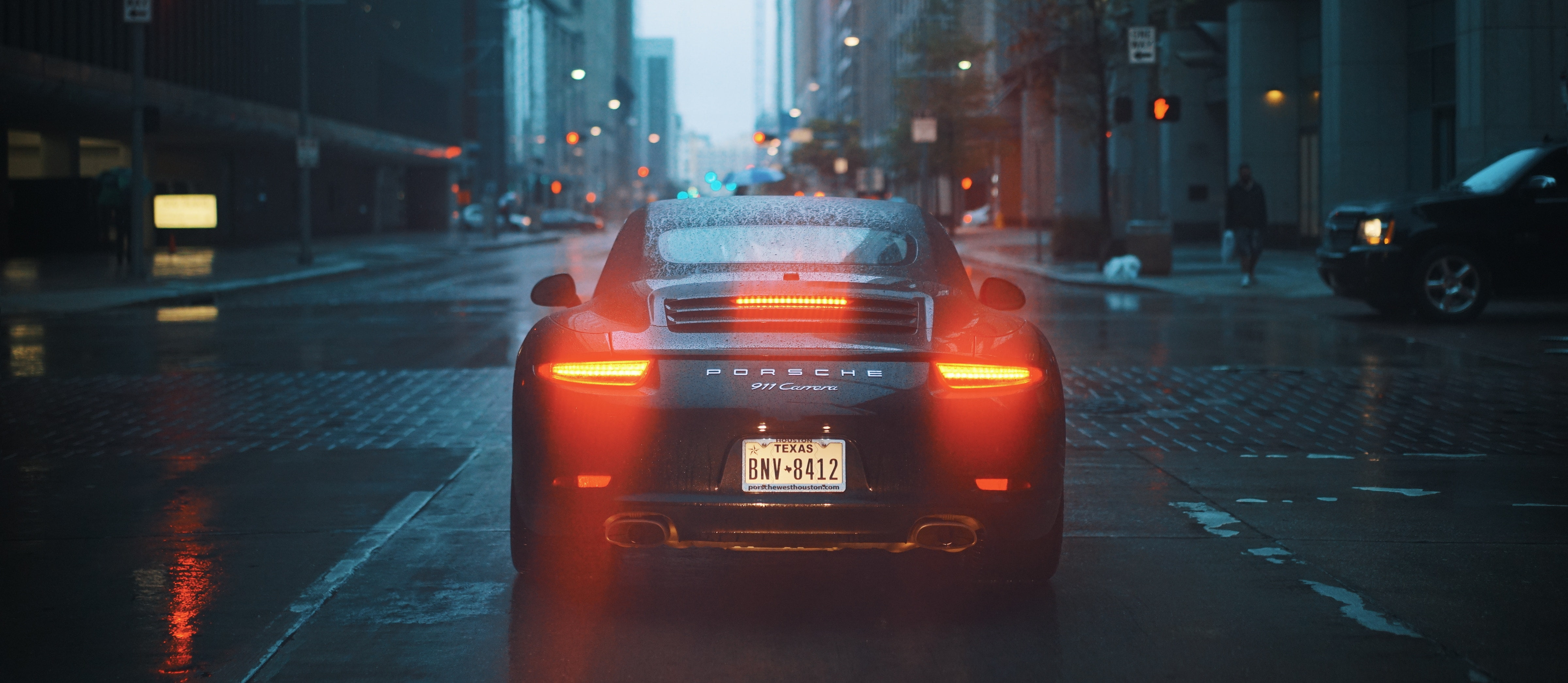 Porsche Carrera S sports car Tailights bokeh 2k 4k 5k