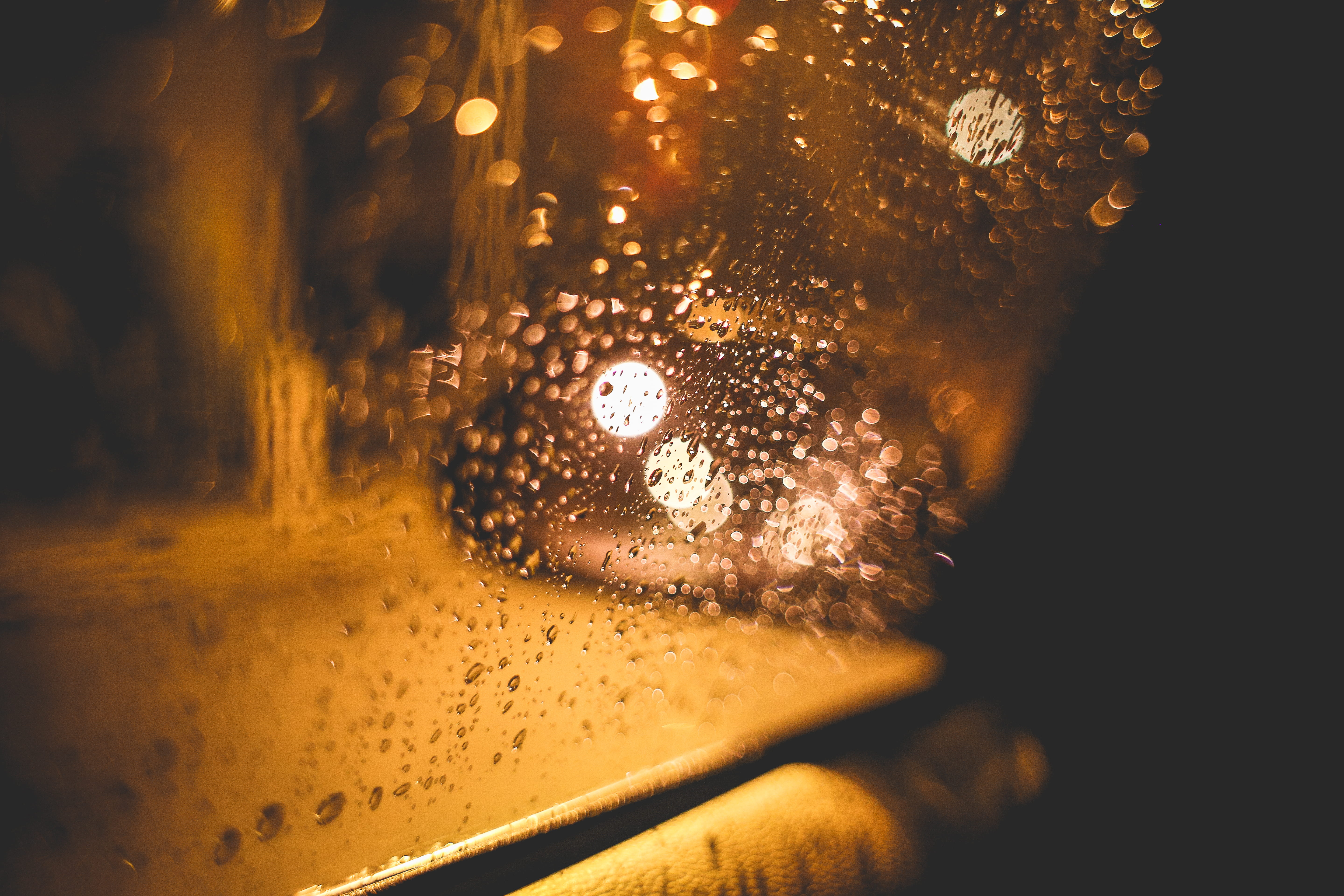 Rainy Street at Night from Car abstract bokeh car window cars 2k 4k 5k