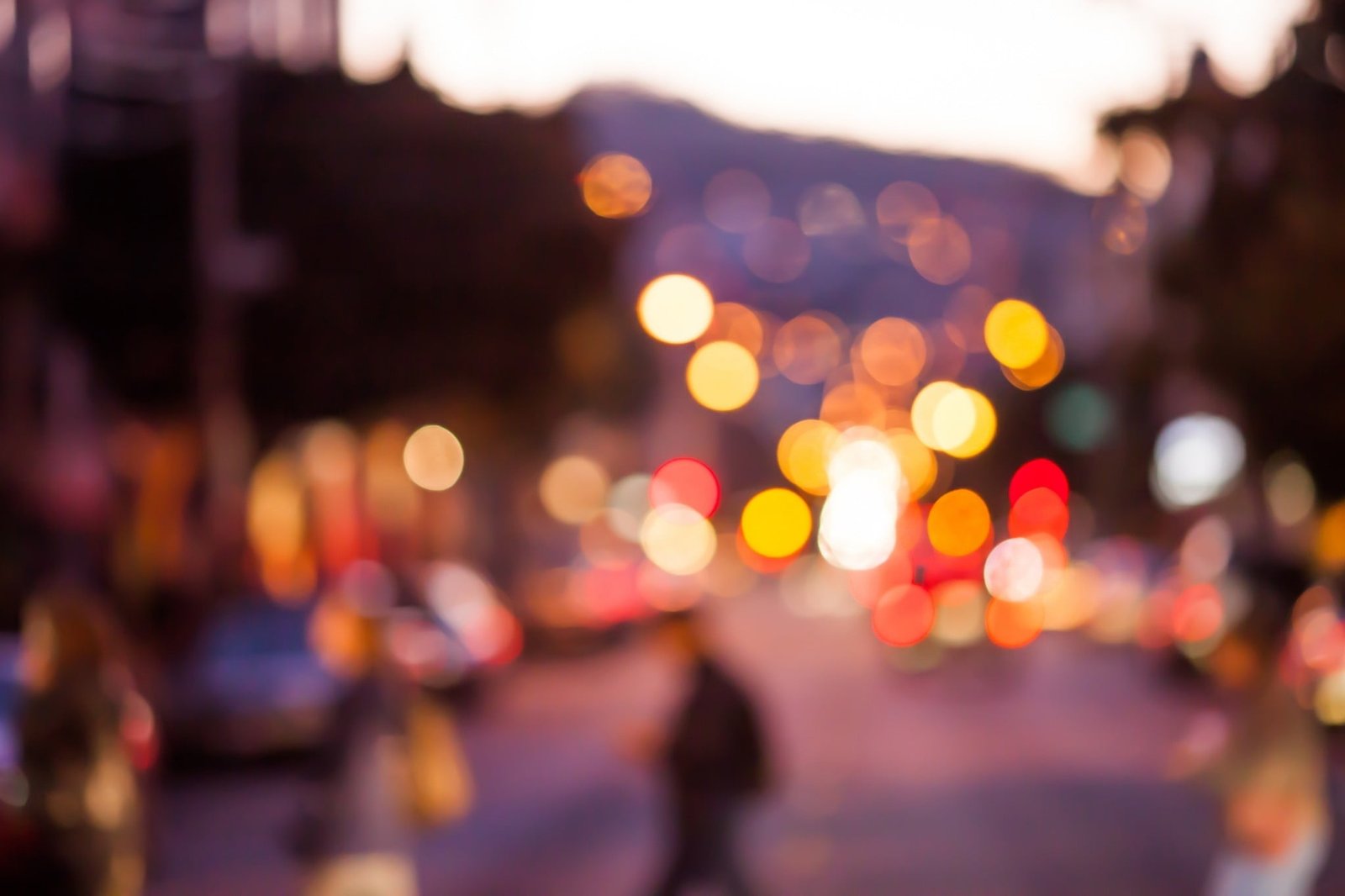 untitled blurred city bokeh lights illuminated street night 2k