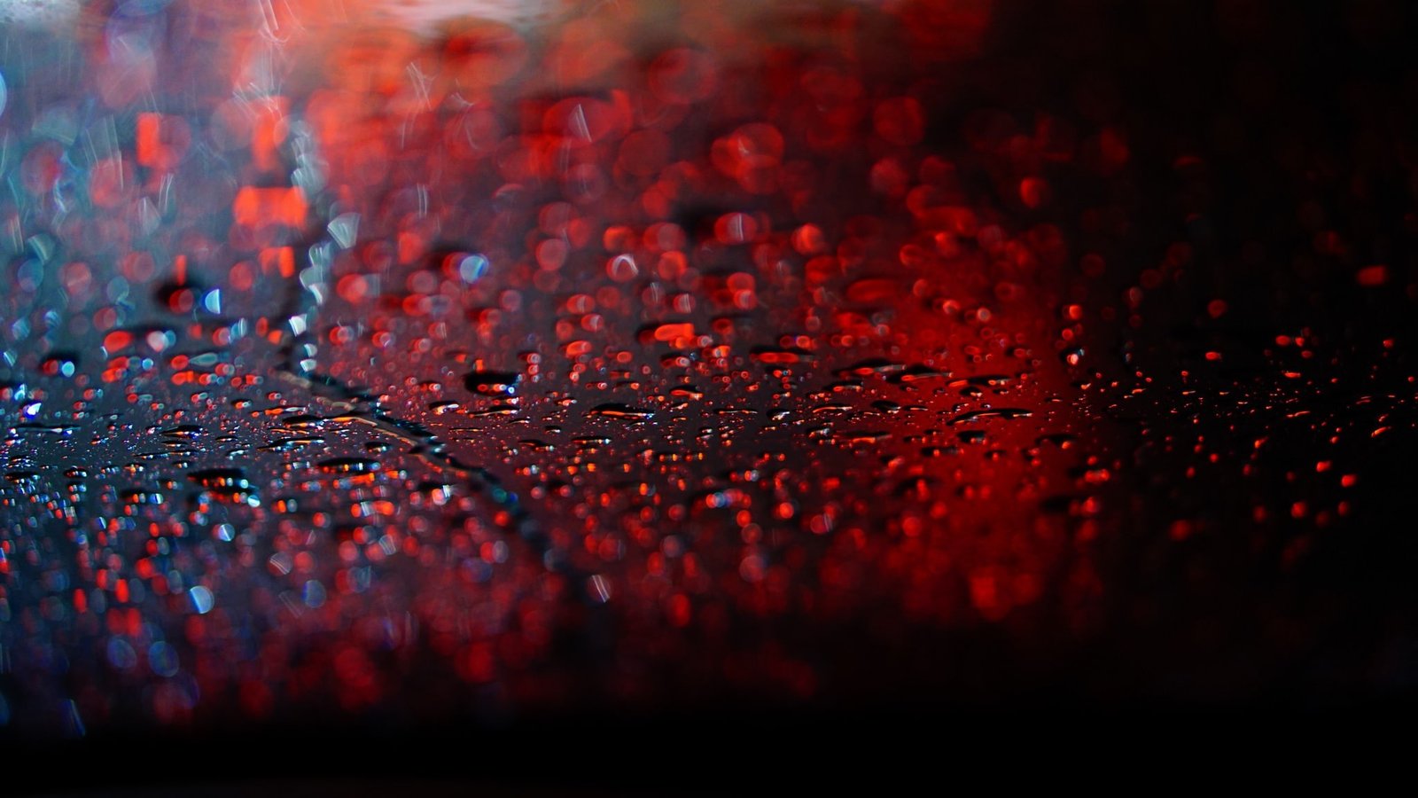 window water red lights photography drops bokeh 2k