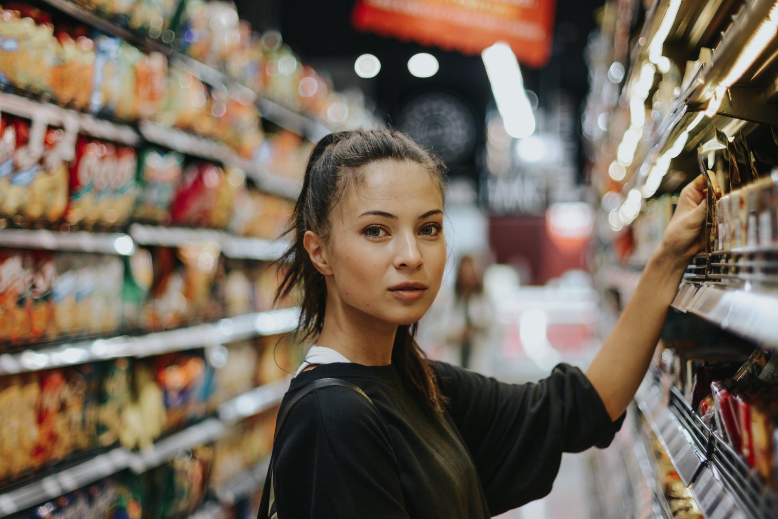 women s black top bokeh depth of field looking at viewer stores 2k 4k 5k