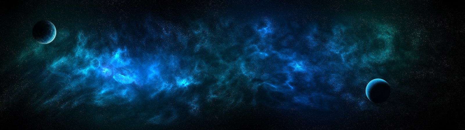 two planets digital art space blue dual display nebula stars 73 widescreen dualmonitor dualscreen 2k 4k 5k