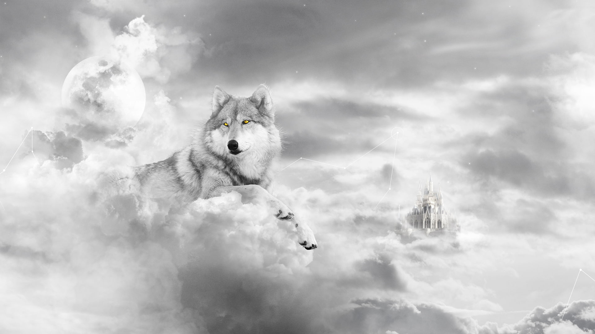 animals art castle CG clouds digital dream face fantasy 2k