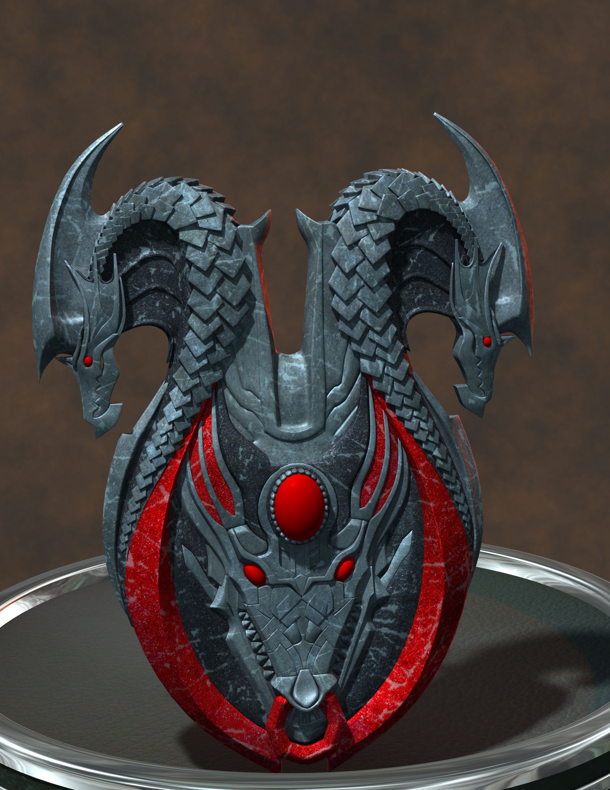 black and red dragon accessory on round silver tray dragons 2k