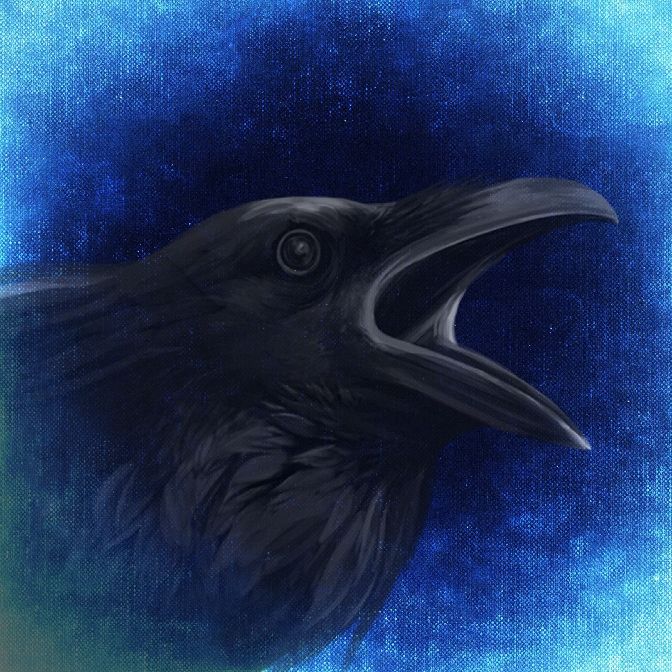 crow head painting raven night creepy darkness mystical 2k