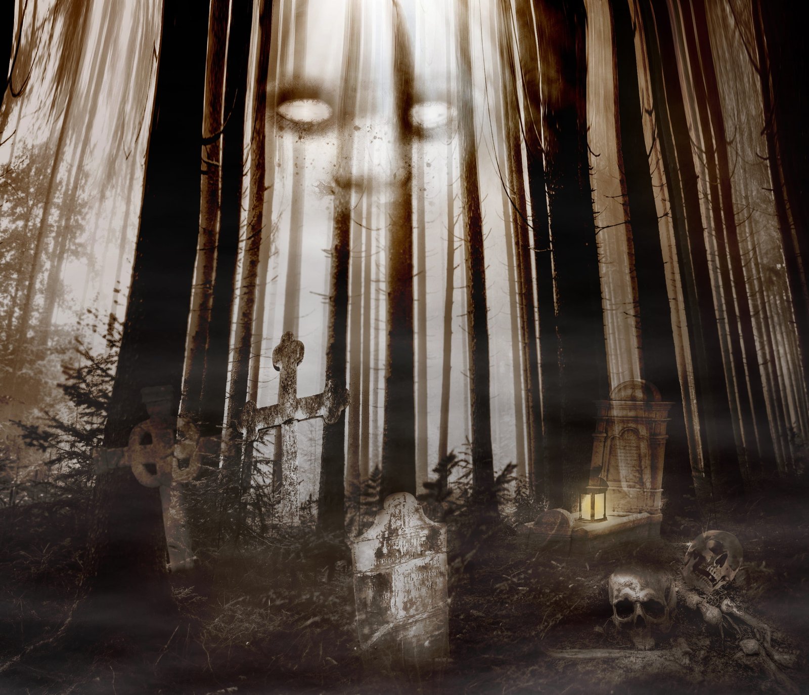 grave in the middle of forest illustration graves creepy halloween 2k