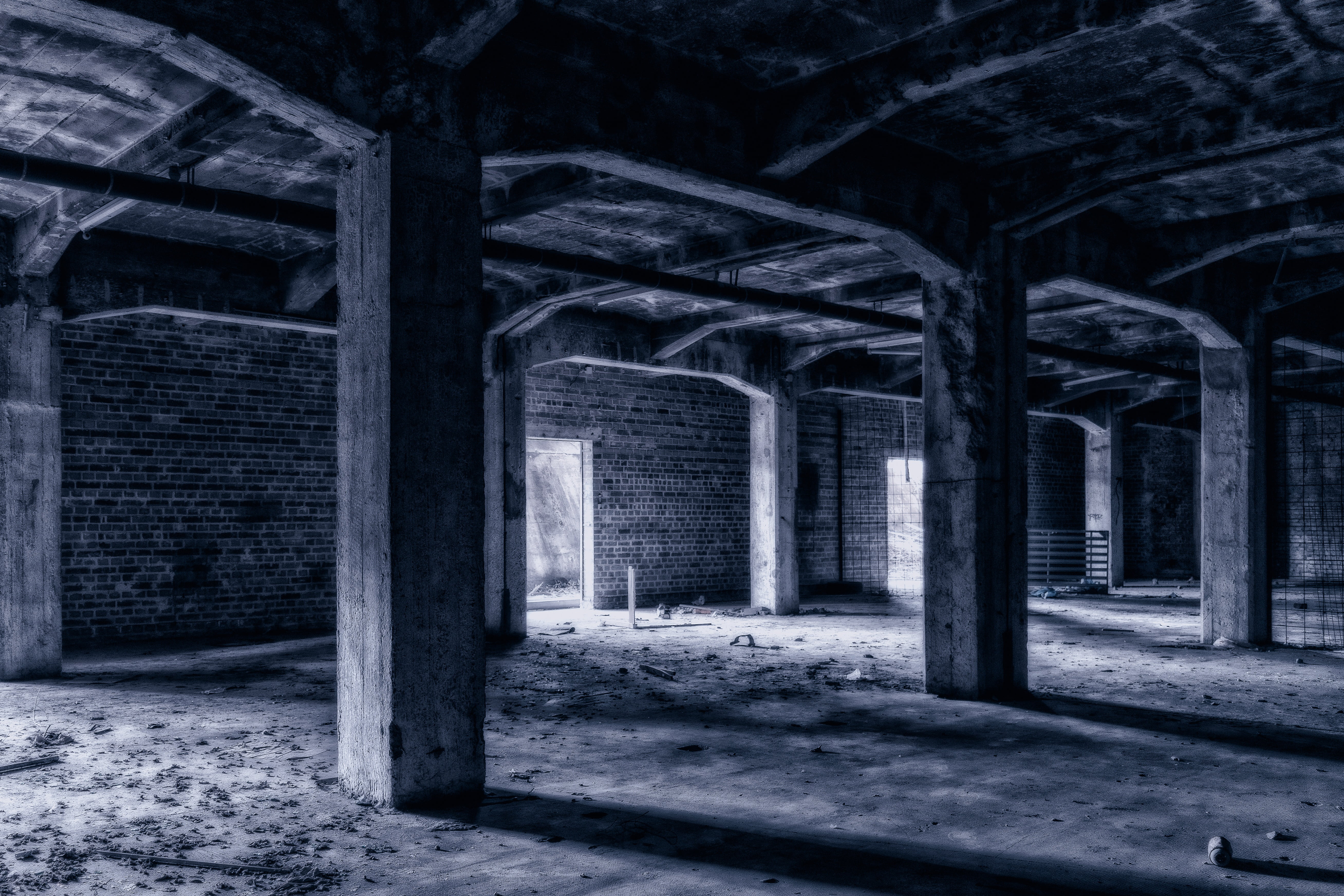 grayscale architectural photography keller underground lost places 2k 4k 5k