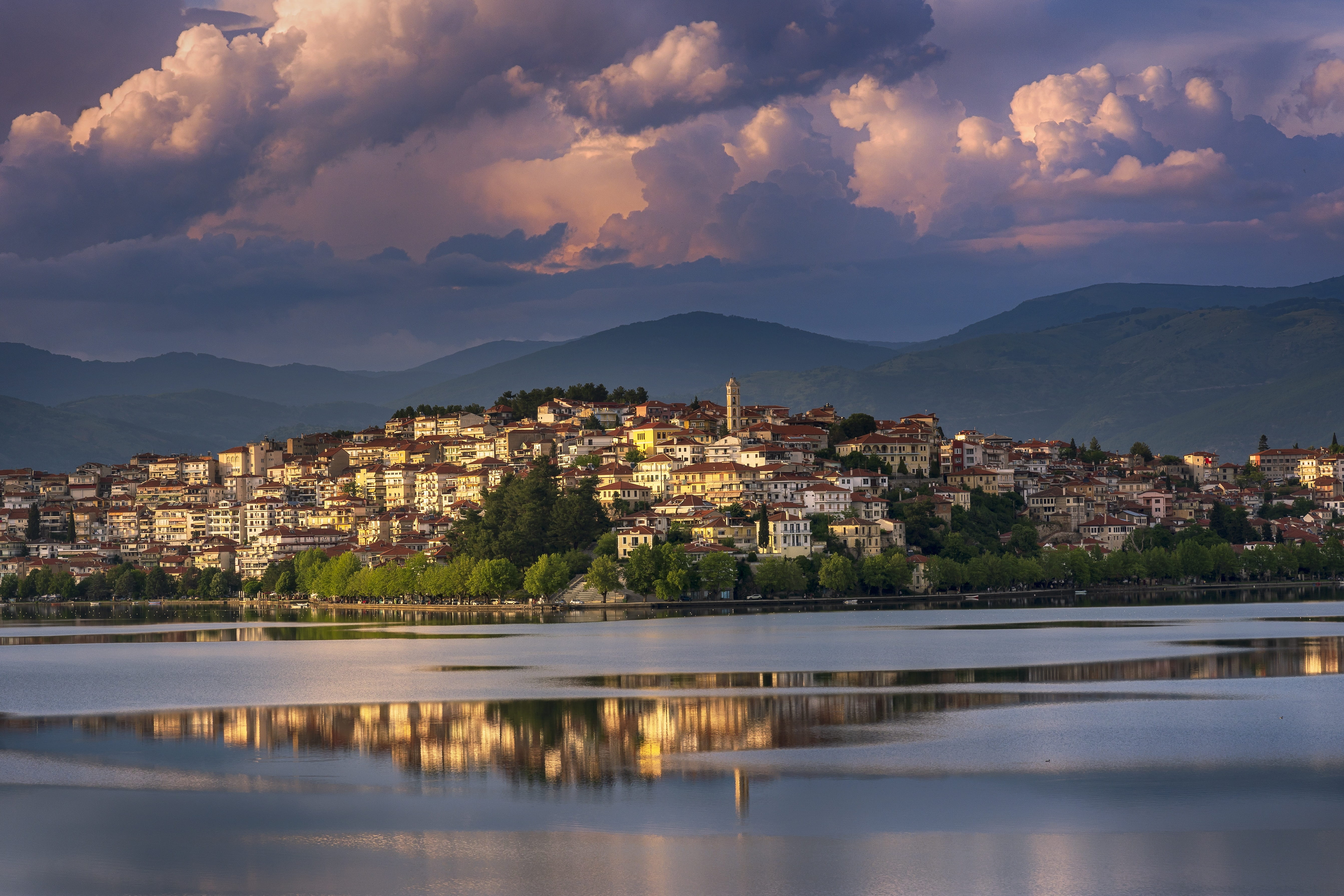 kastoria evening water atmosphere fantasy greece landscape 2k 4k 5k