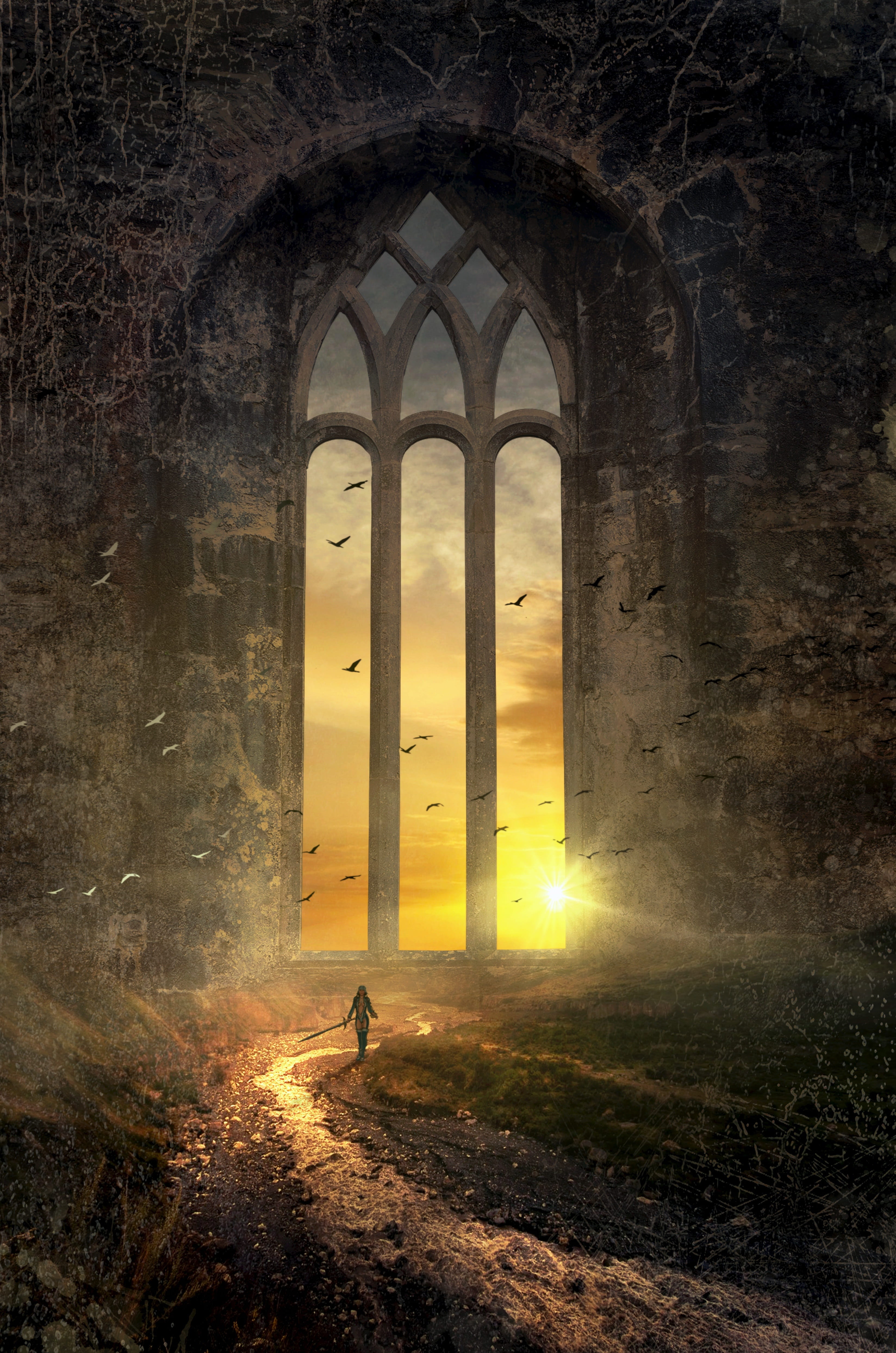 person standing near window illustration fantasy book cover 2k