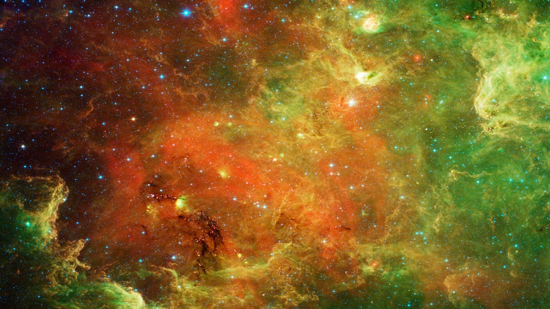 red orange green brown wallpaper galaxy fog kosmus universe 2k